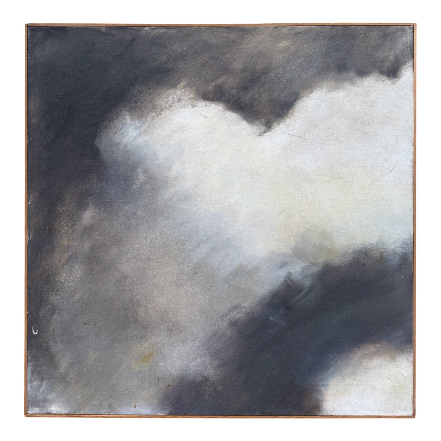 Oil Painting of Stormy Sky with Swirling Clouds in Wood Lathe Frame