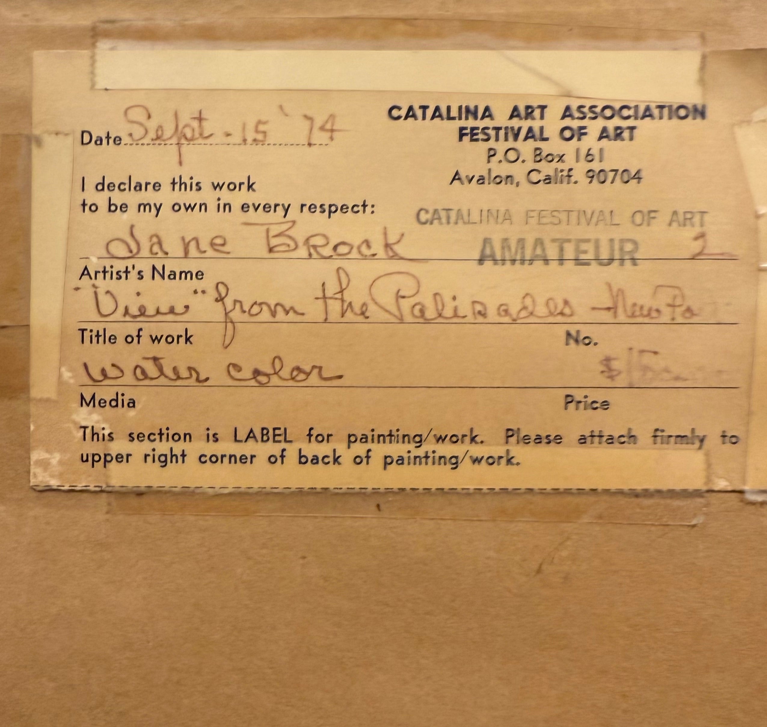 Watercolor Painting of the Palisades Newport  in Vintage Silver Foiled Frame