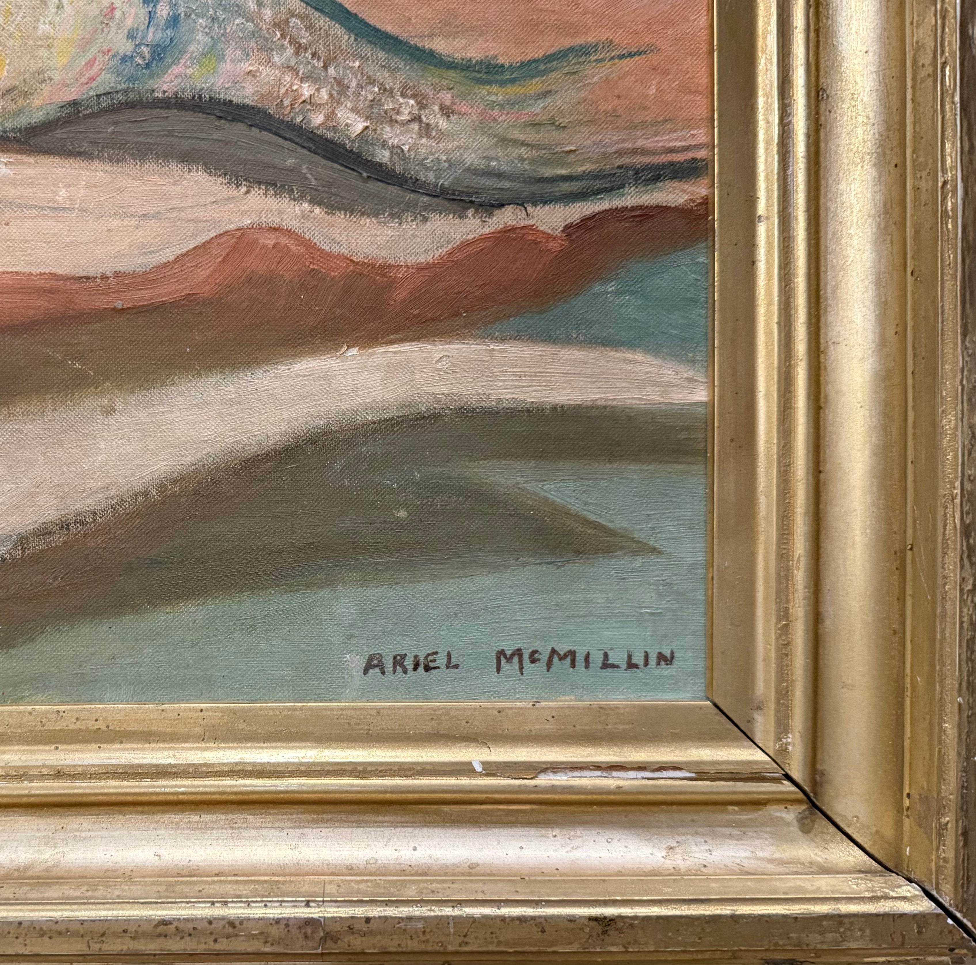 Still Life Oil Painting of Fish in Paper Wrapping in 19th Century Gilt Frame