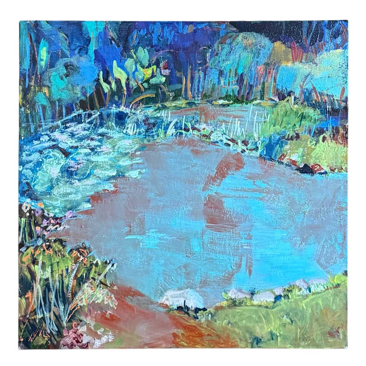 Vibrant Landscape Painting in Blues
