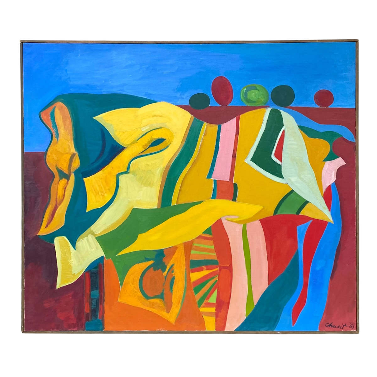 1965 Vibrantly Colorful Abstract Hard-Edge Painting