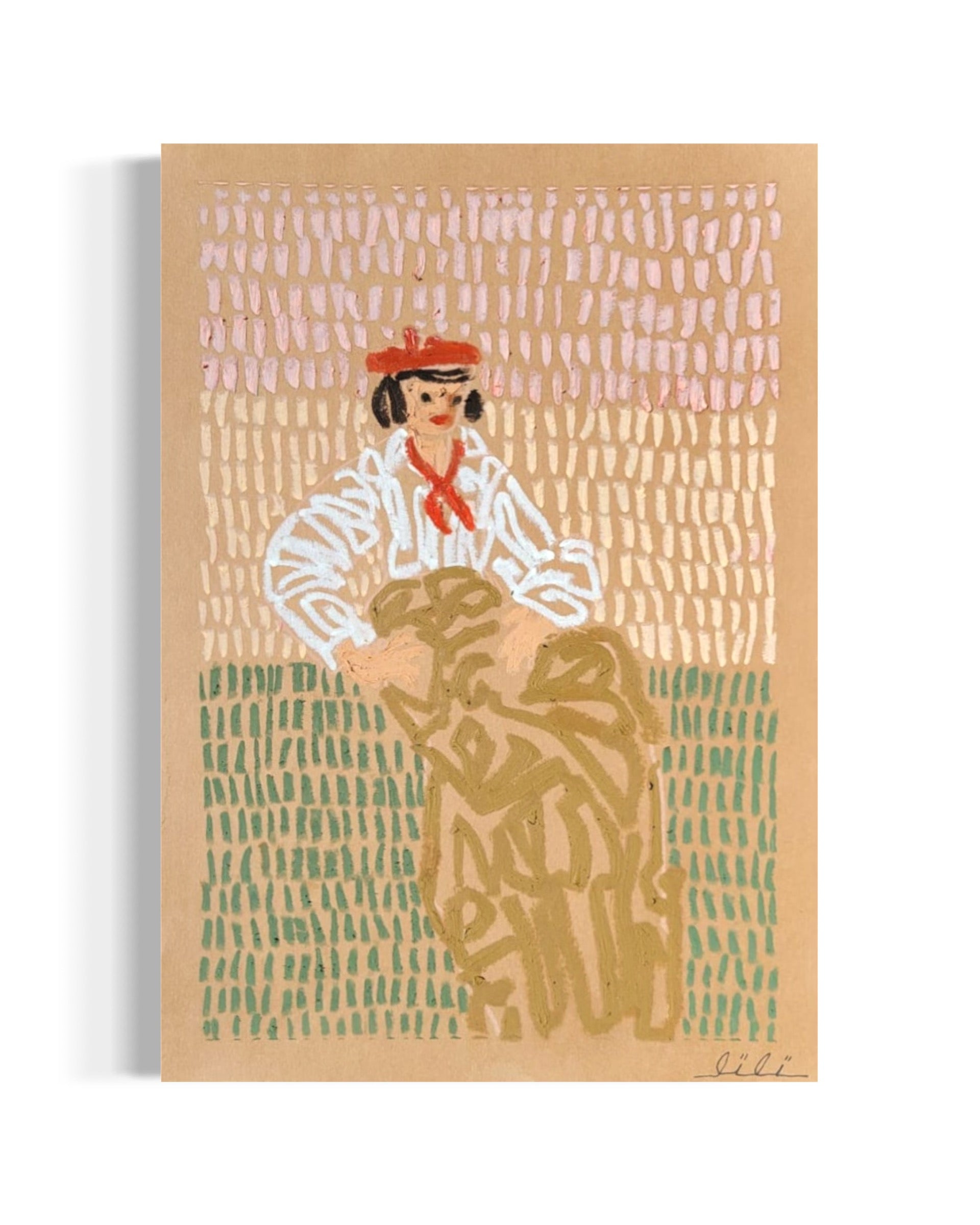 Woman Wearing Red Beret and White Blouse