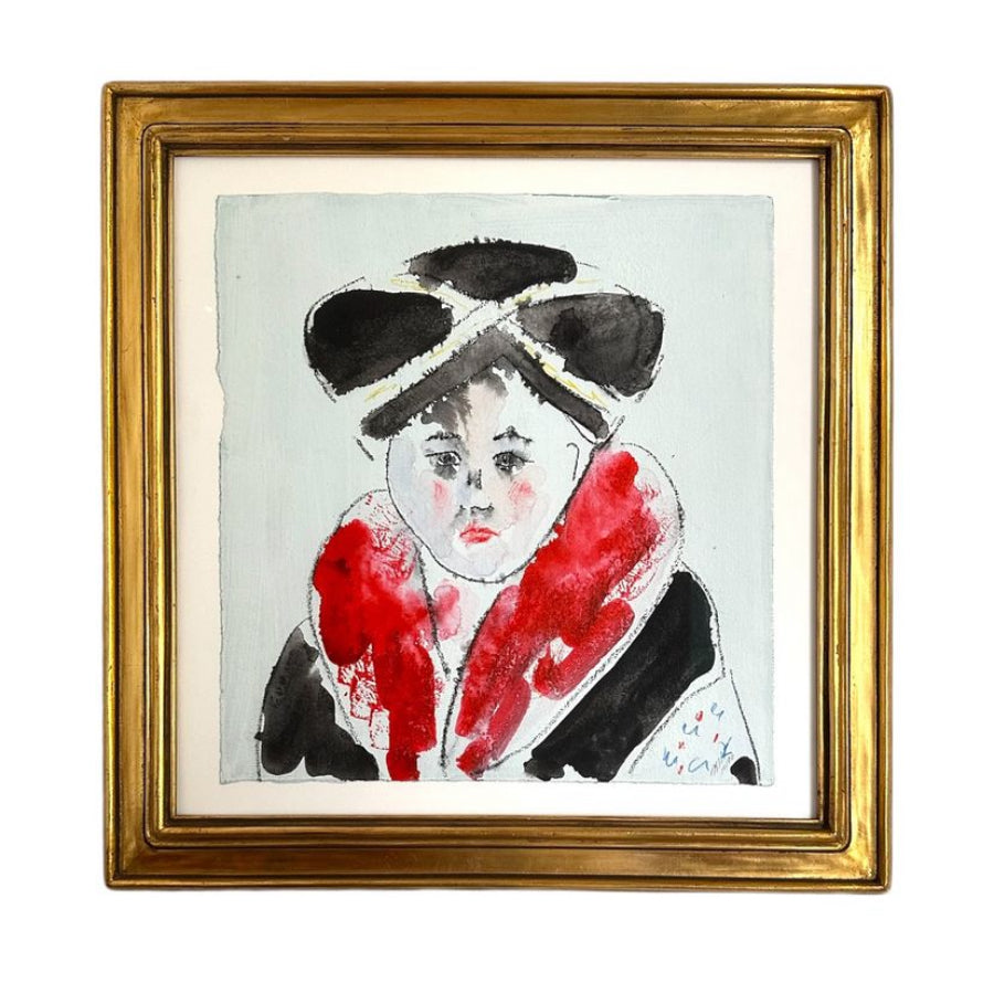Portrait of Frida Kahlo Presented in Antique Gilt Frame