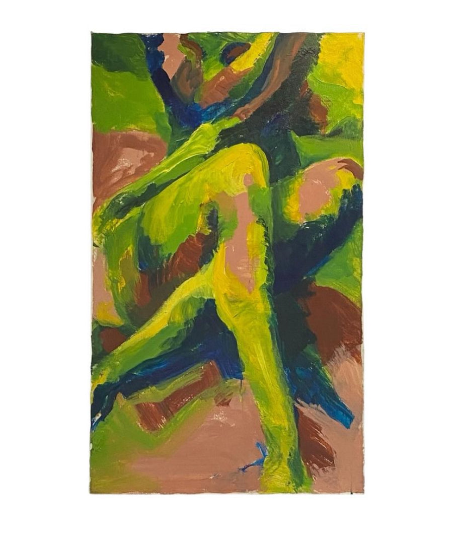 Vintage Evocative Abstract Expressionist Figural Painting