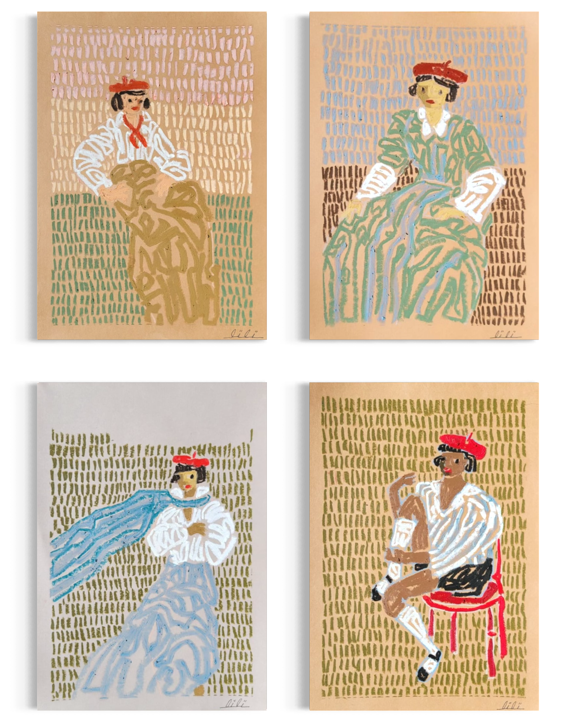 Woman Wearing Red Beret and White Blouse