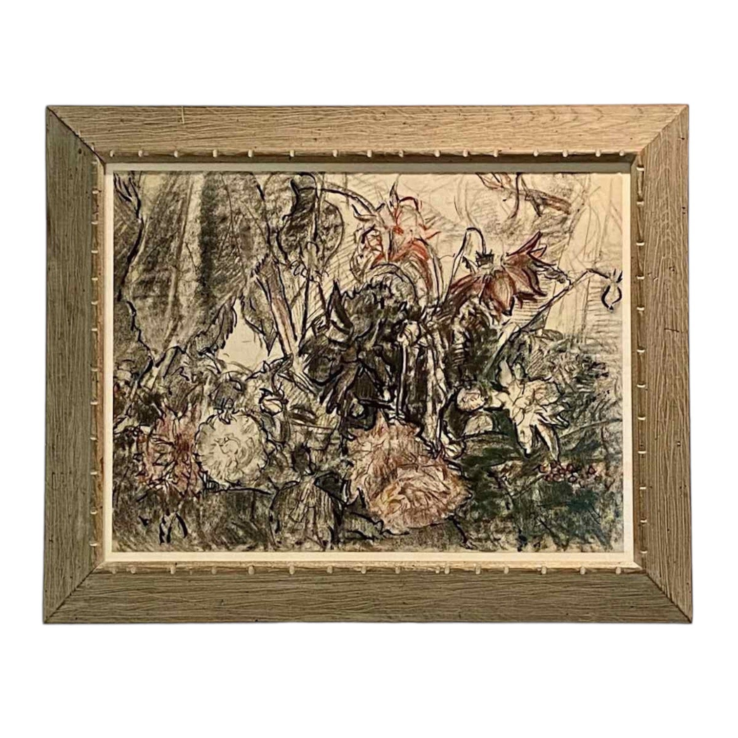 Gestural Energetic Floral in Vintage Frame