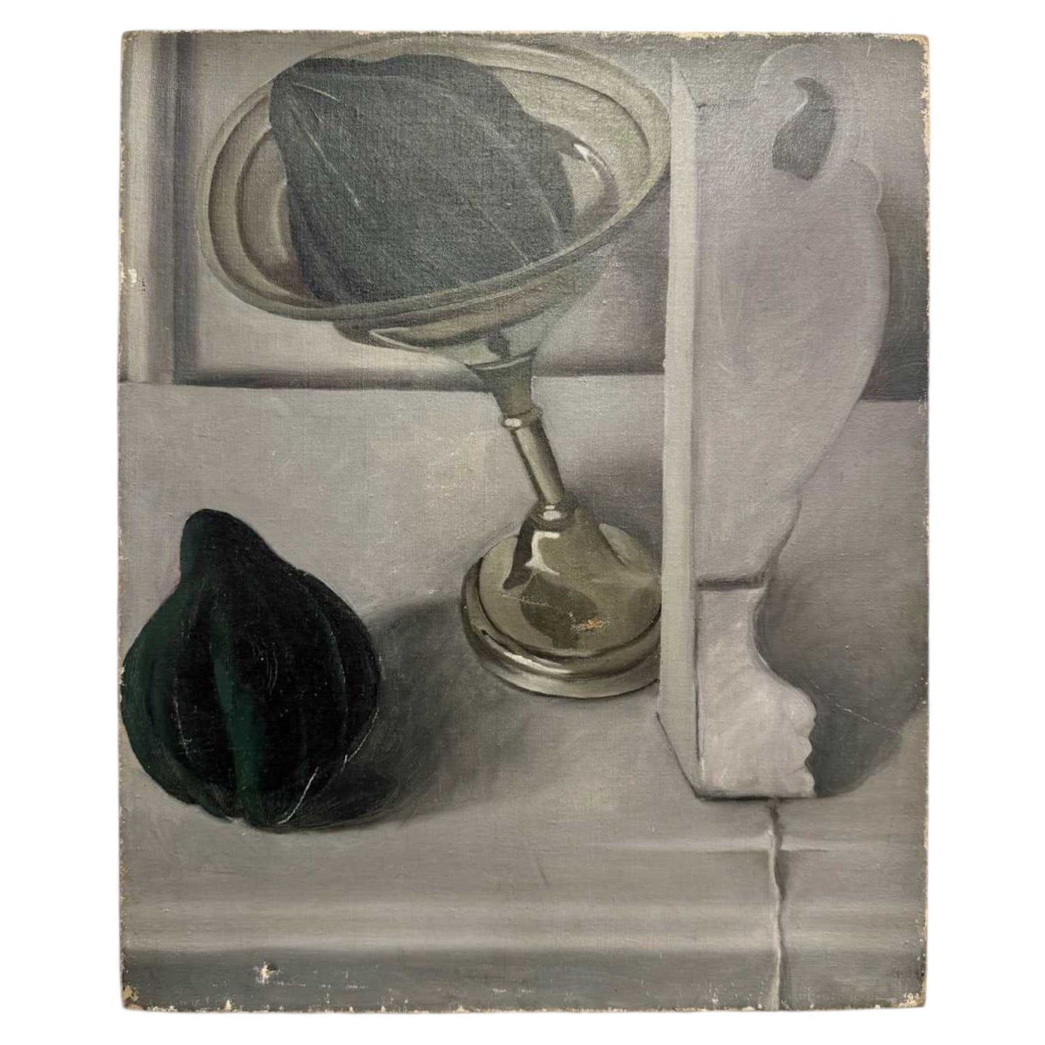Vintage Abstract Still Life in Grays and Greens