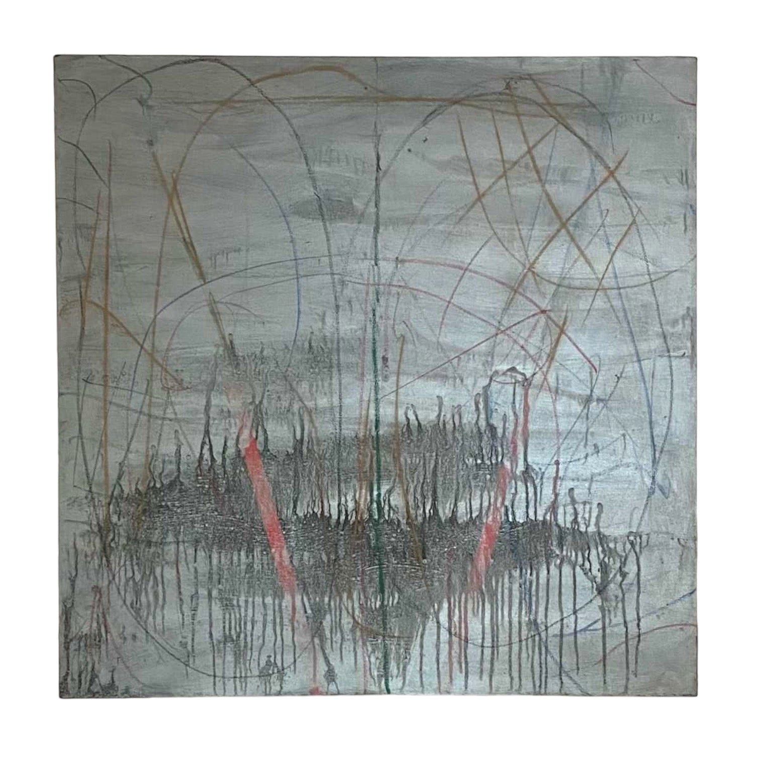 Abstract Expressionist Gestural Painting in Gray