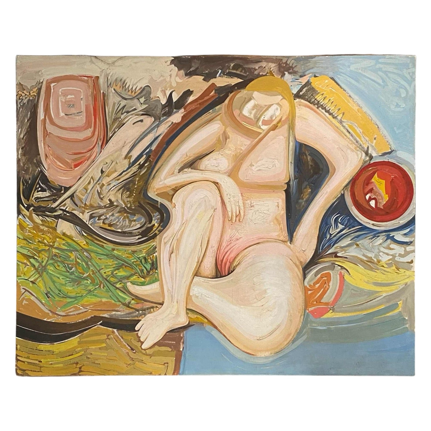 Large Figural Oil Painting on Canvas
