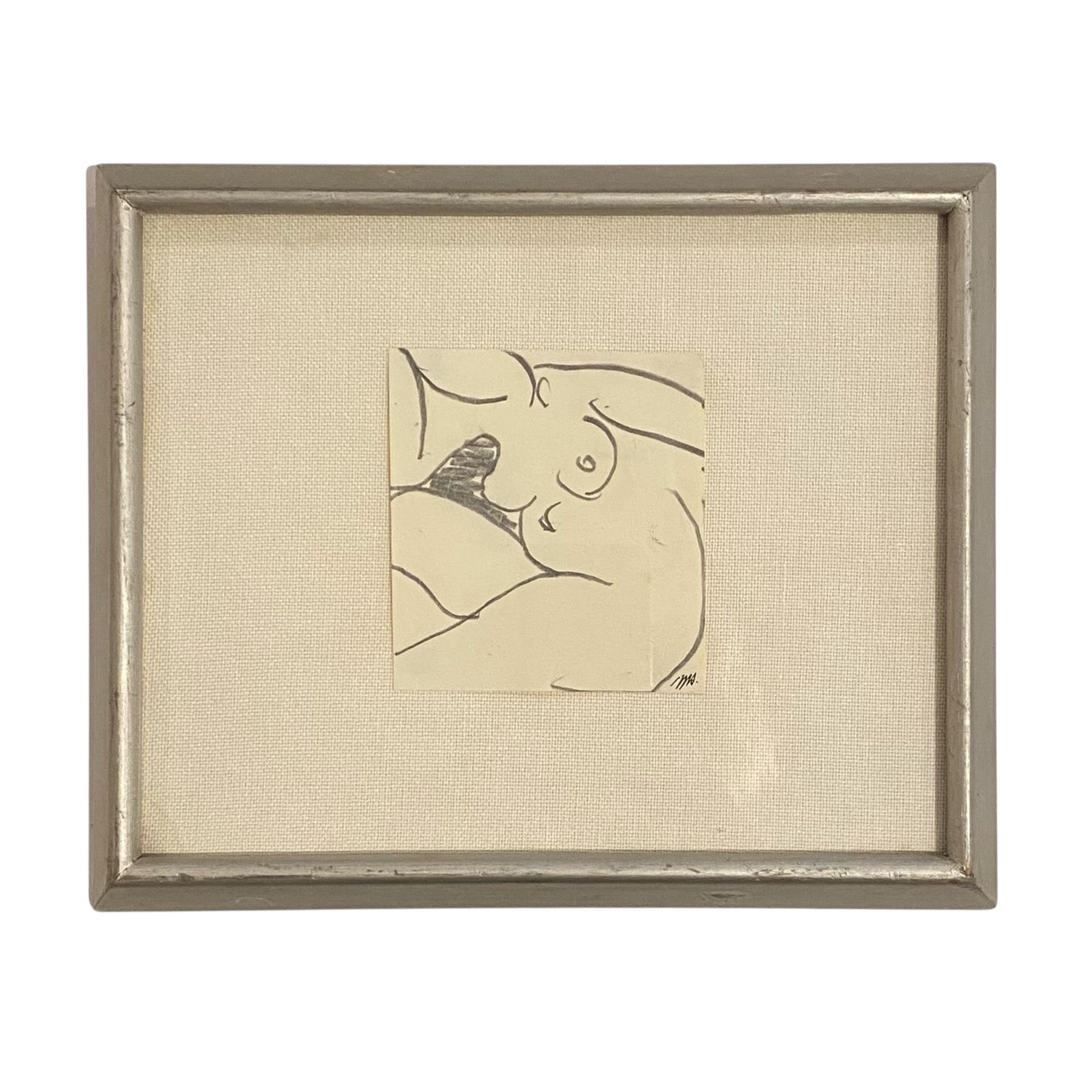 Graphite Drawing of Figure in Original Artist’s Frame