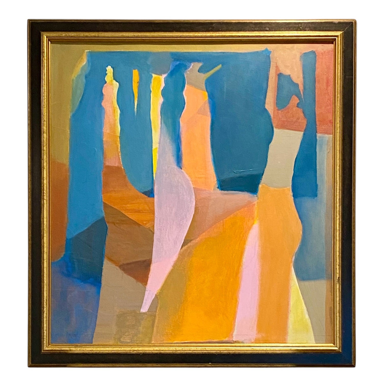 Figurative Oil Painting in Vibrant Coloration in Original Frame