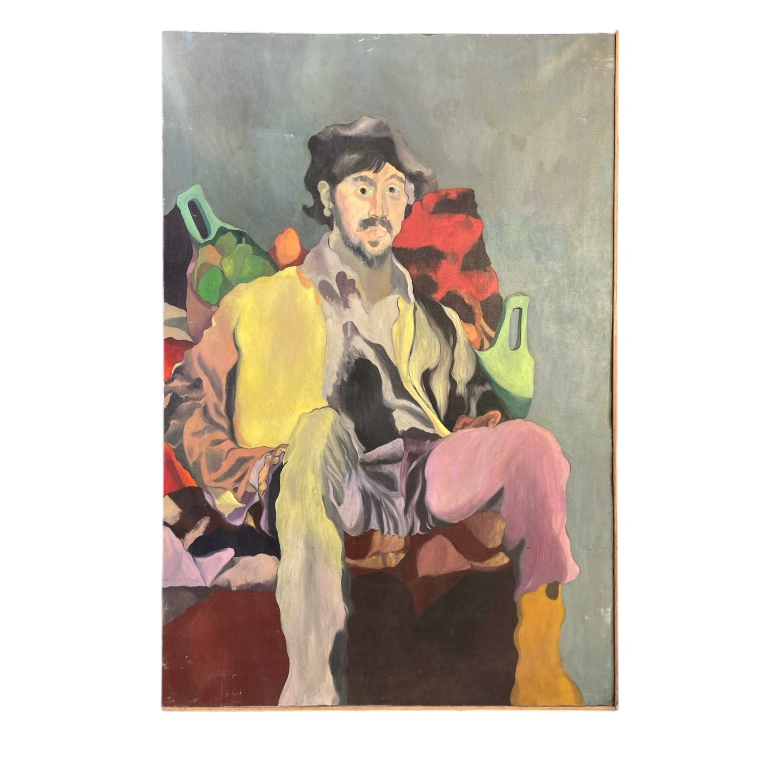 Large Vibrantly Colorful Portrait of Seated Man