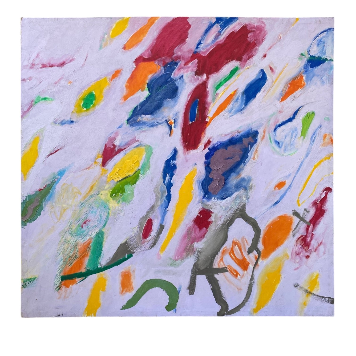 Monumental Abstract Gestural Oil Painting in Lilac-Pink