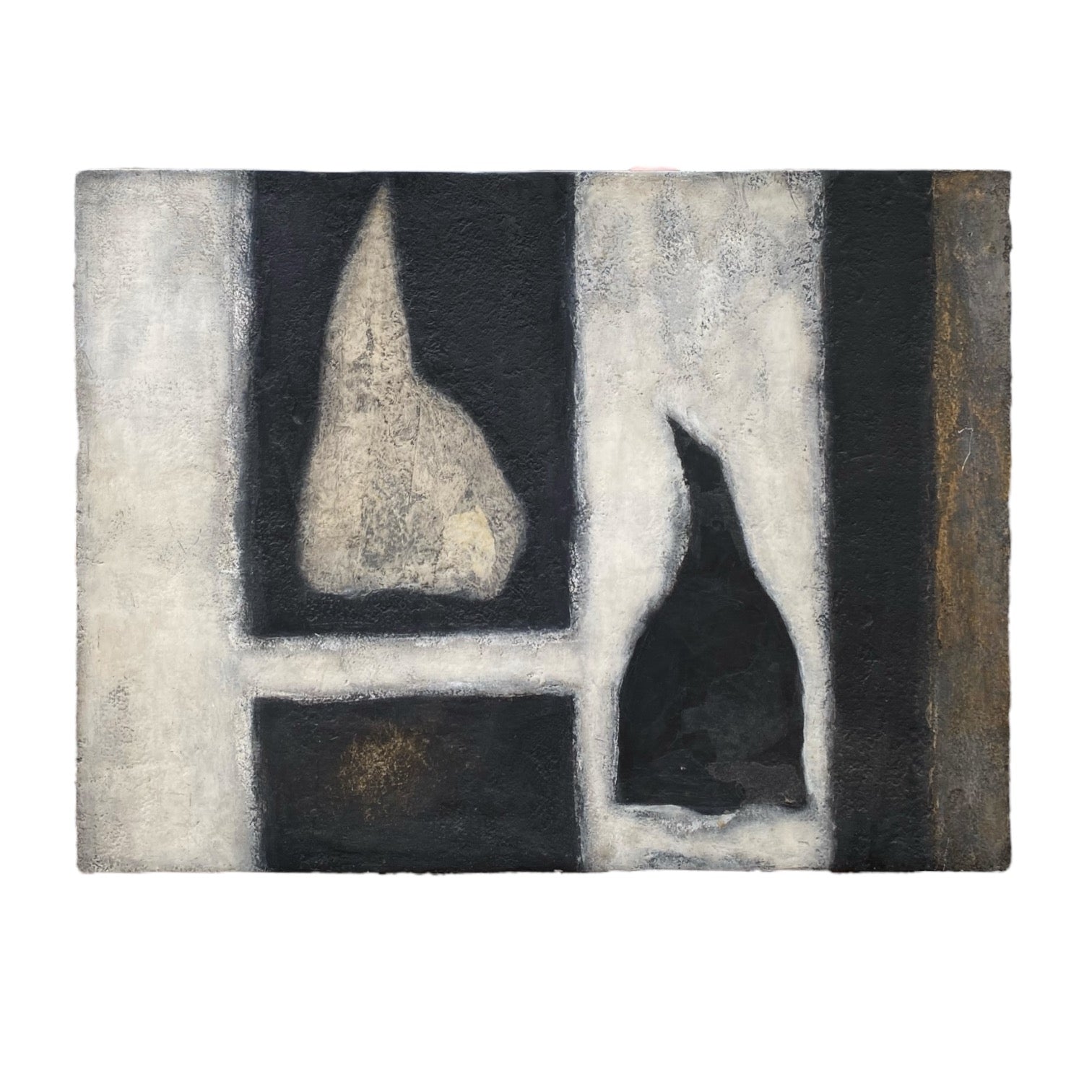 Large Black and White Textural Mixed Media Abstract
