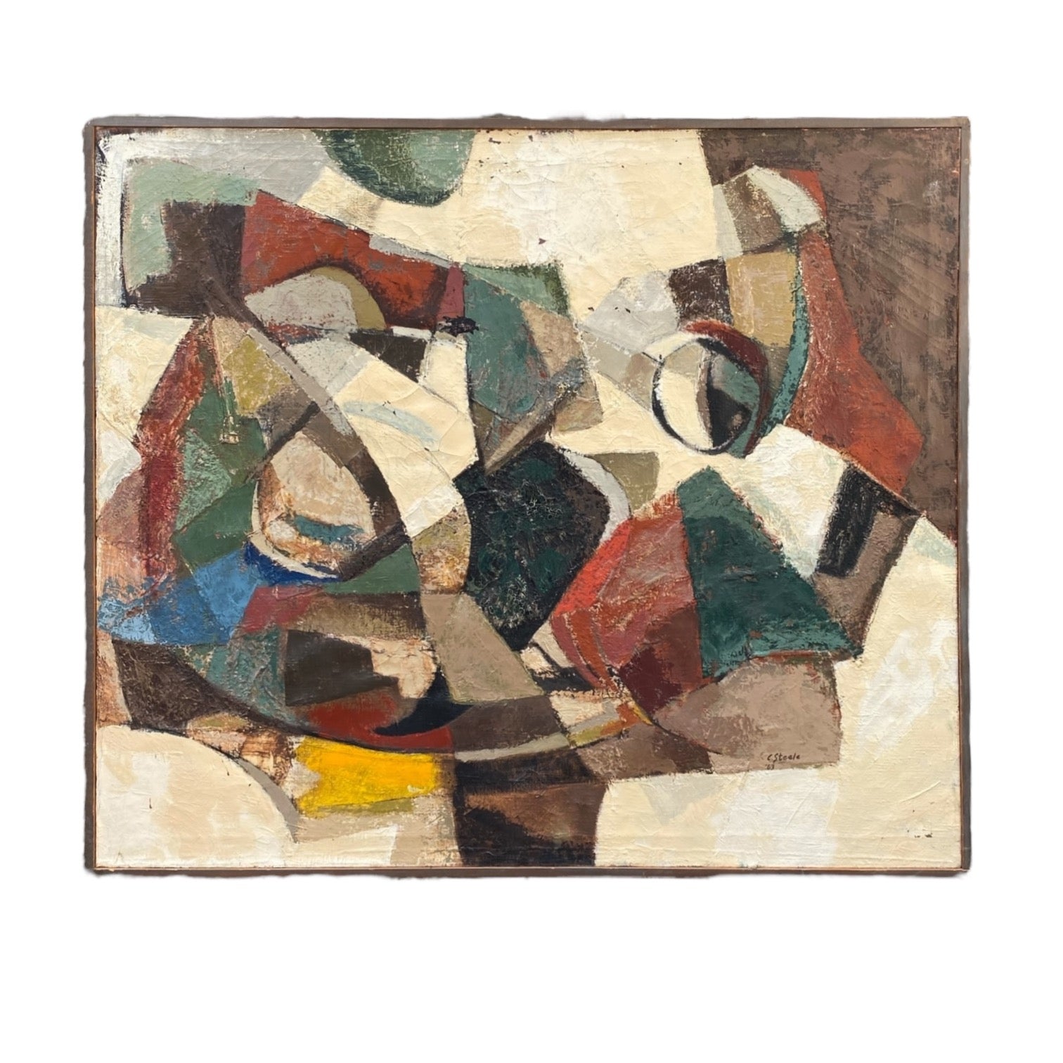 Abstract Expressionist Cubist Painting with Heavy Impasto