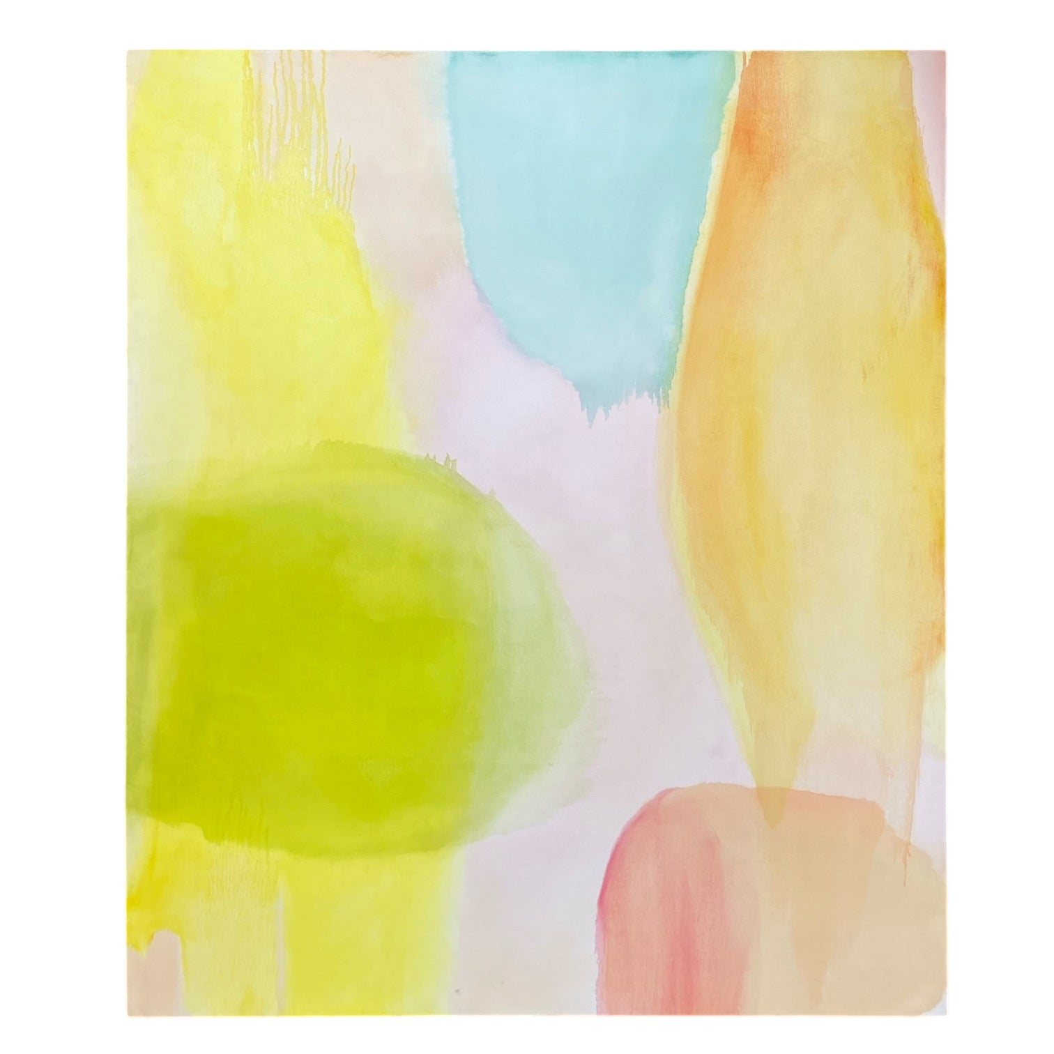 Colorful Soak Stain Painting on Stretched Canvas in the Manner of Helen Frankenthaler