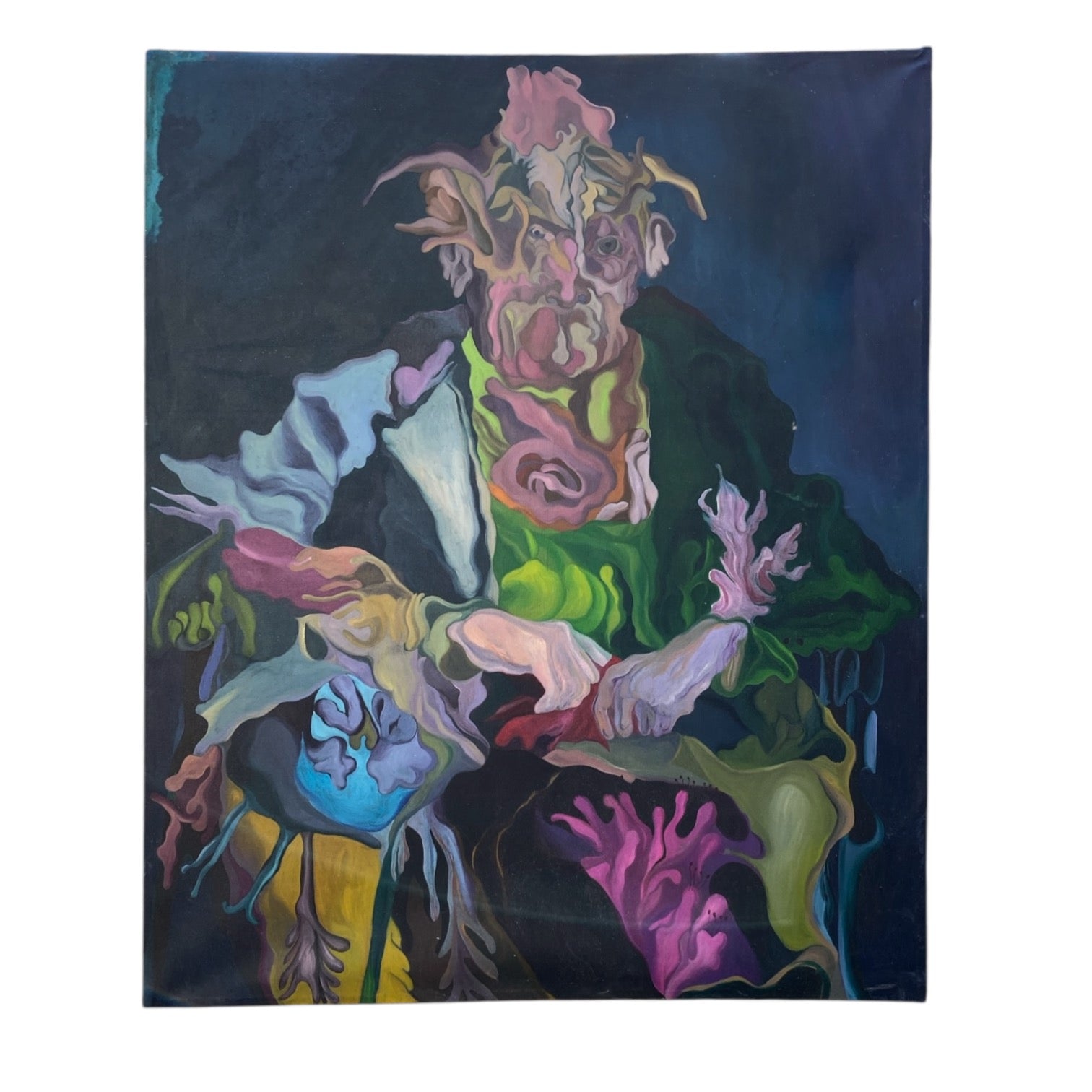 Large Surrealist Portrait in Deep Jewel-Toned Colors