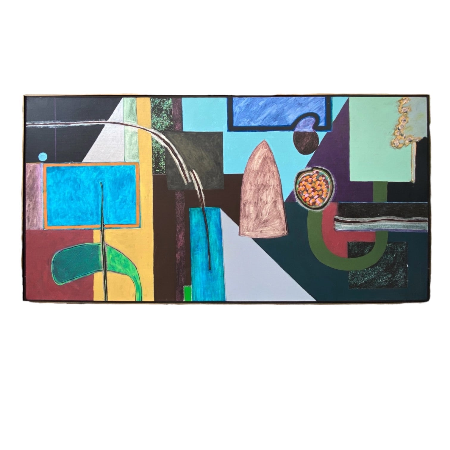 Monumental Abstract Painting with Vibrant Shapes