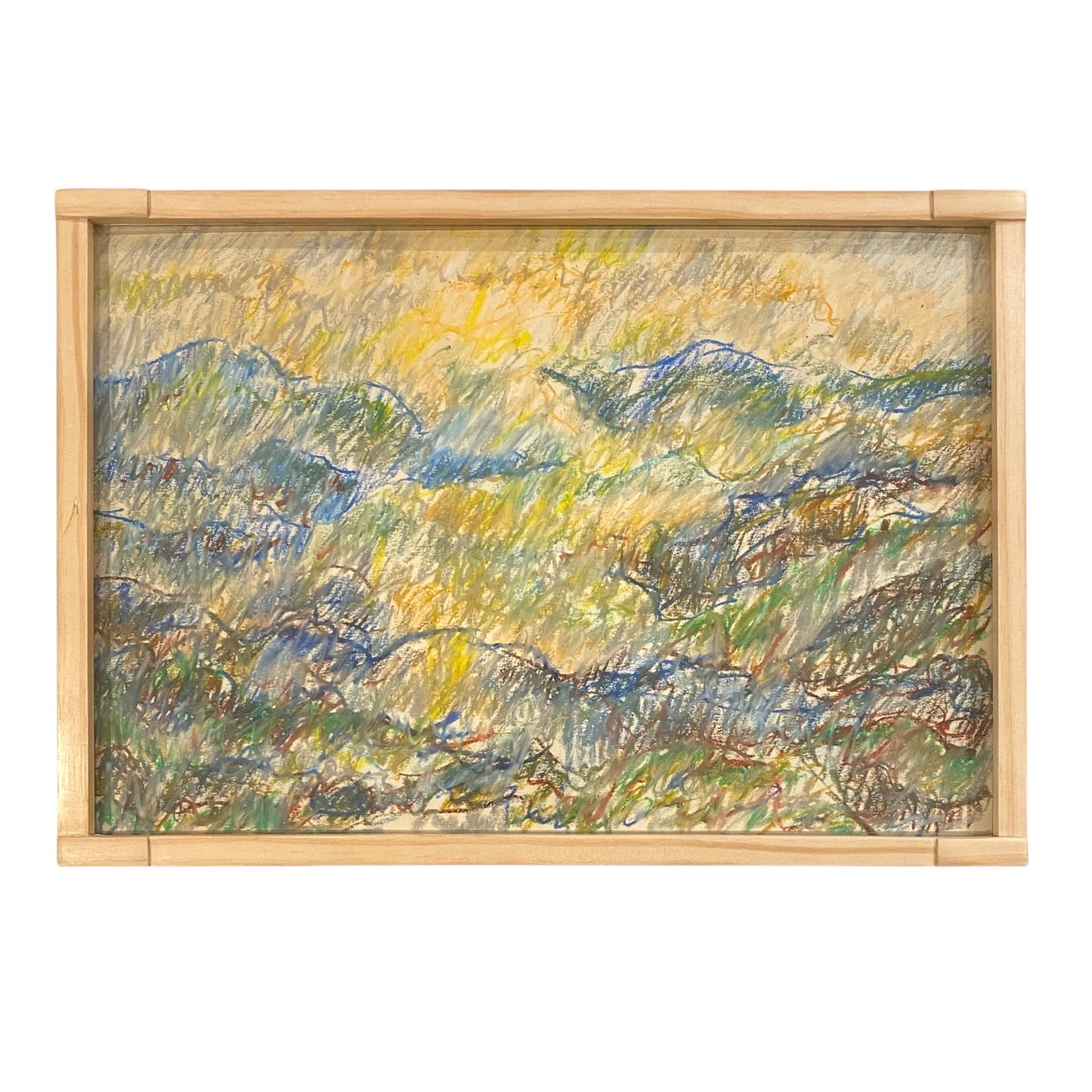 Abstract Pastel Late 20th Century Landscape Presented in Wood Frame