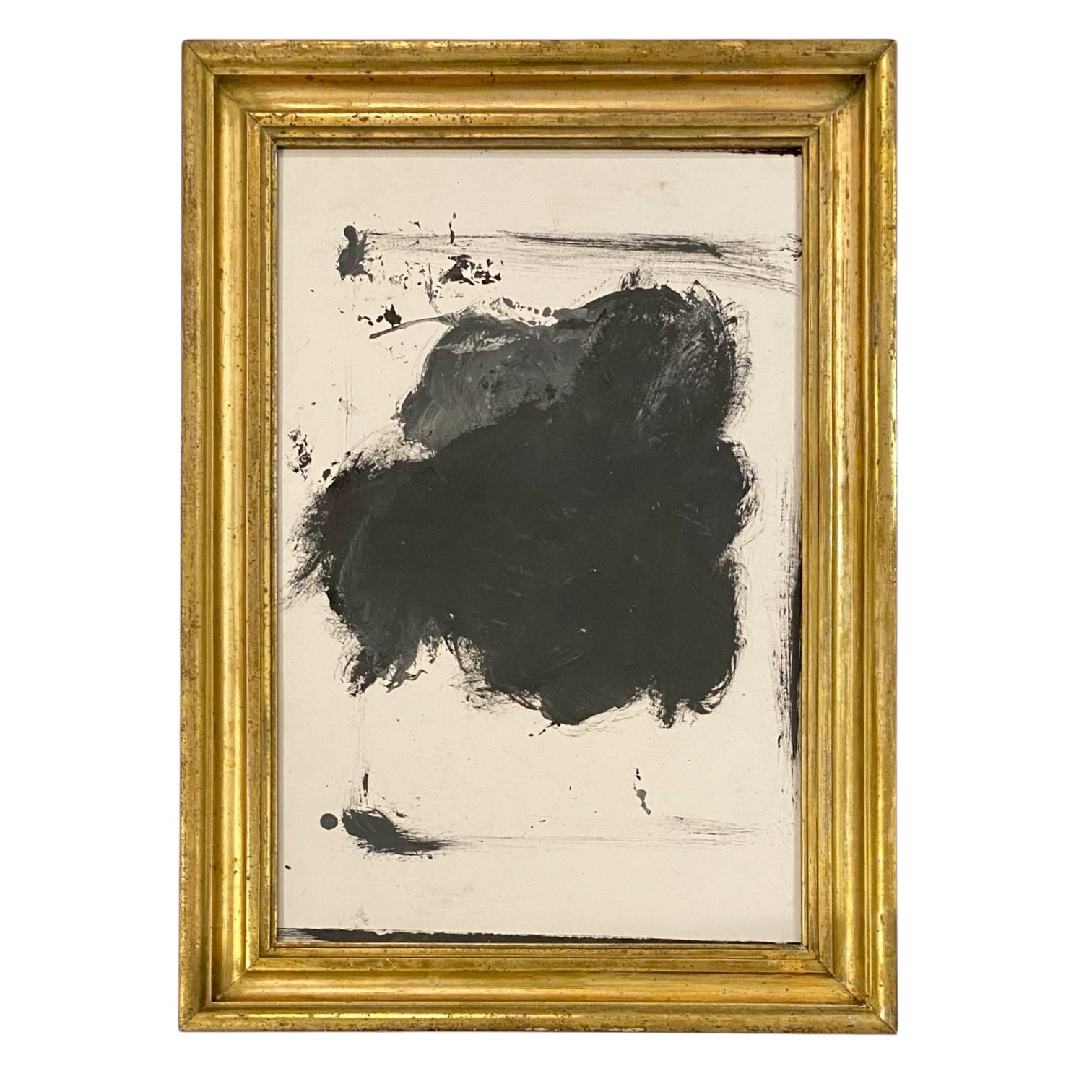 Minimalist Abstract Expressionist Oil Painting Presented in 19th Century Gilt Frame