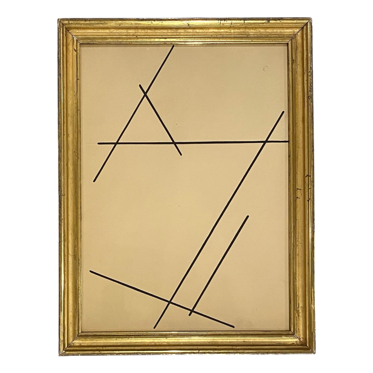 Pen and Ink Constructivist Rendering Presented in Antique Gilt Frame