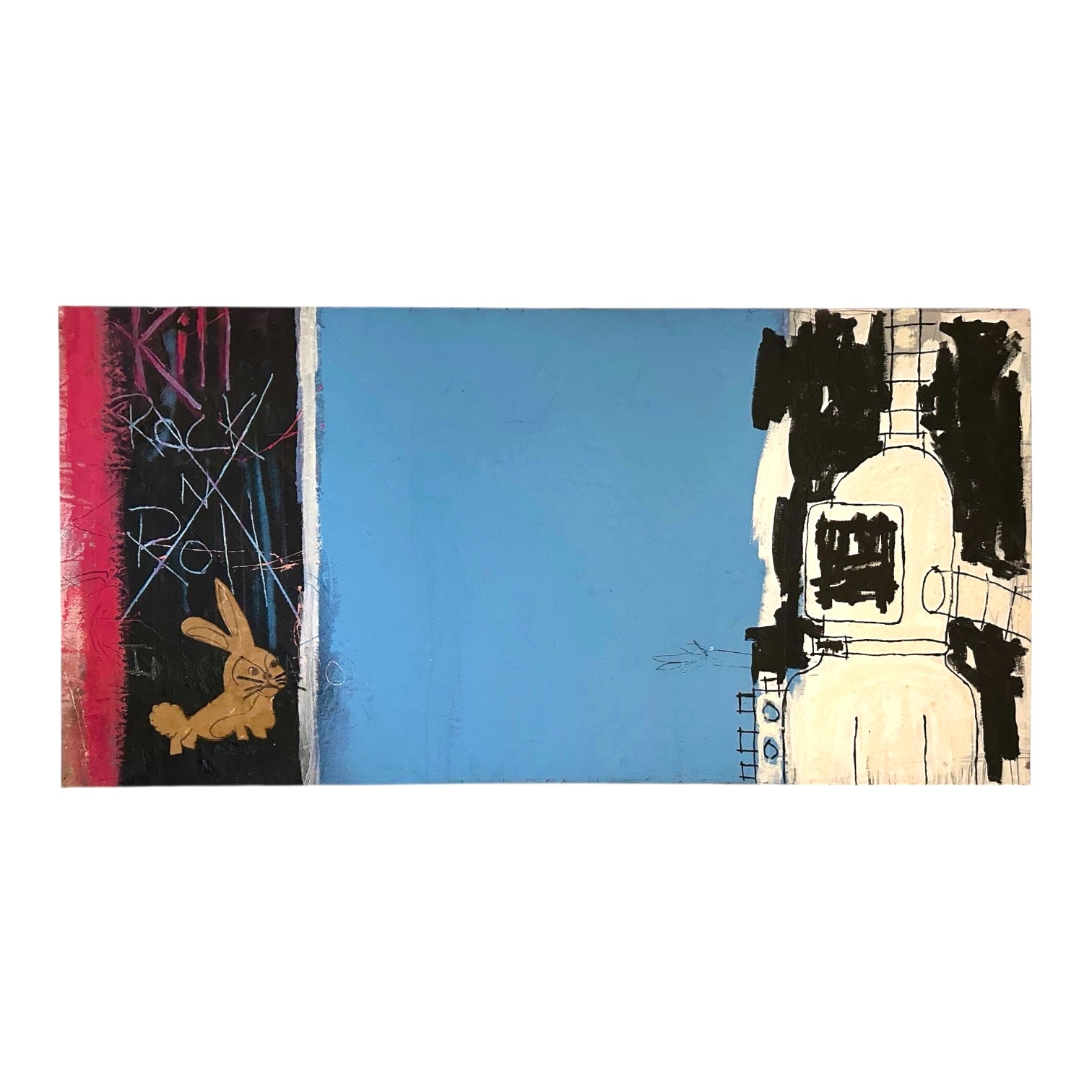 Large Rock + Roll Bunny Oil on Canvas