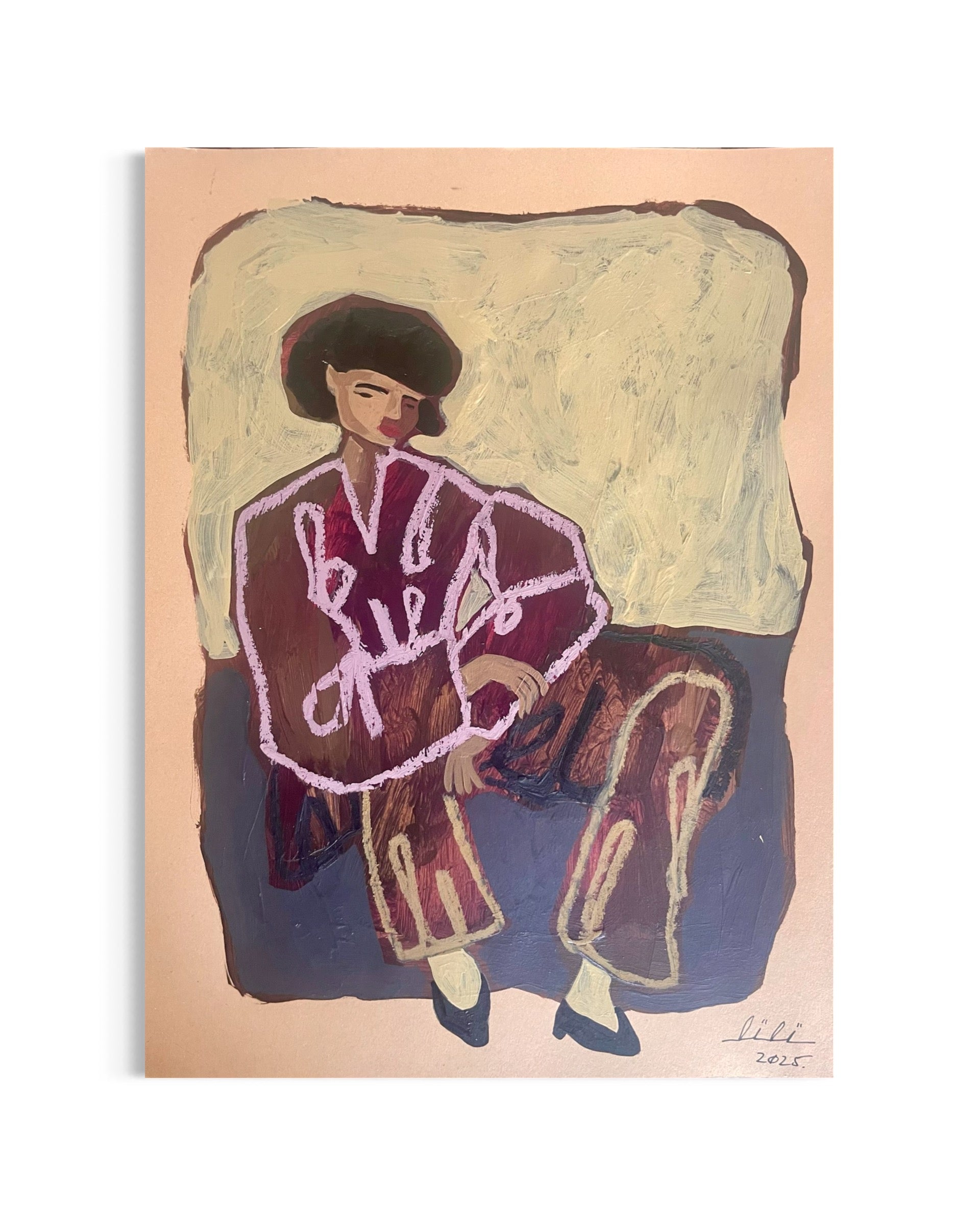 Abstract Woman Sitting on Earth