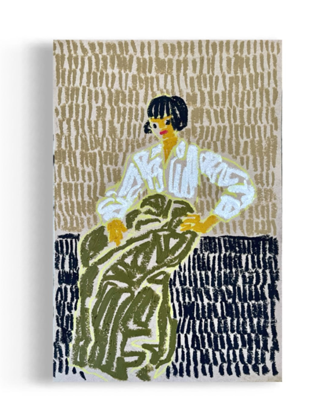 Woman in White Shirt Abstract Drawing