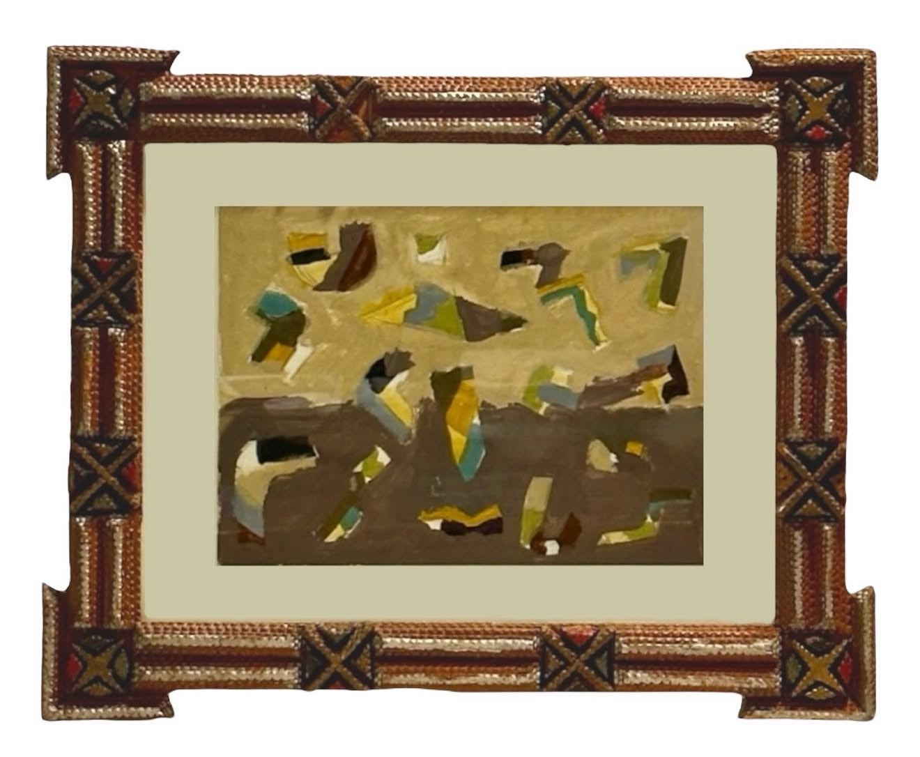 Reserved JM John Evans Pattern Painting in Tramp Art Frame