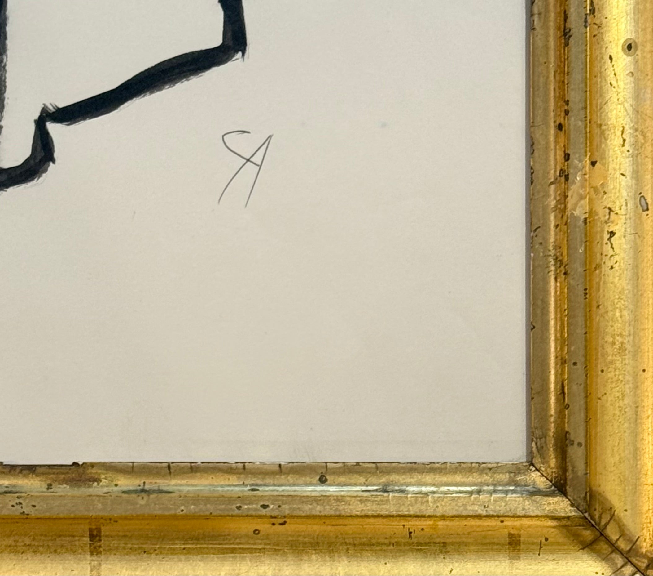 Minimalist Contour Painting in Heavy 19th Century Gilt Frame