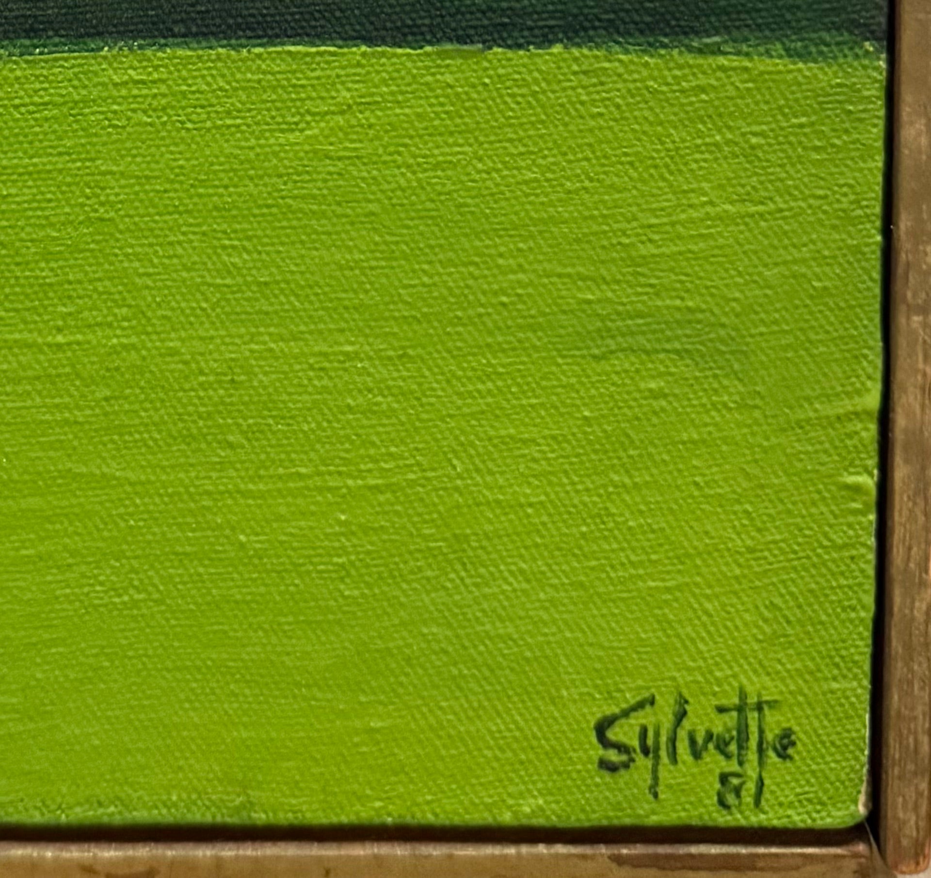 Minimalist Graphic Oil Painting of Landscape in Original Lathe Frame