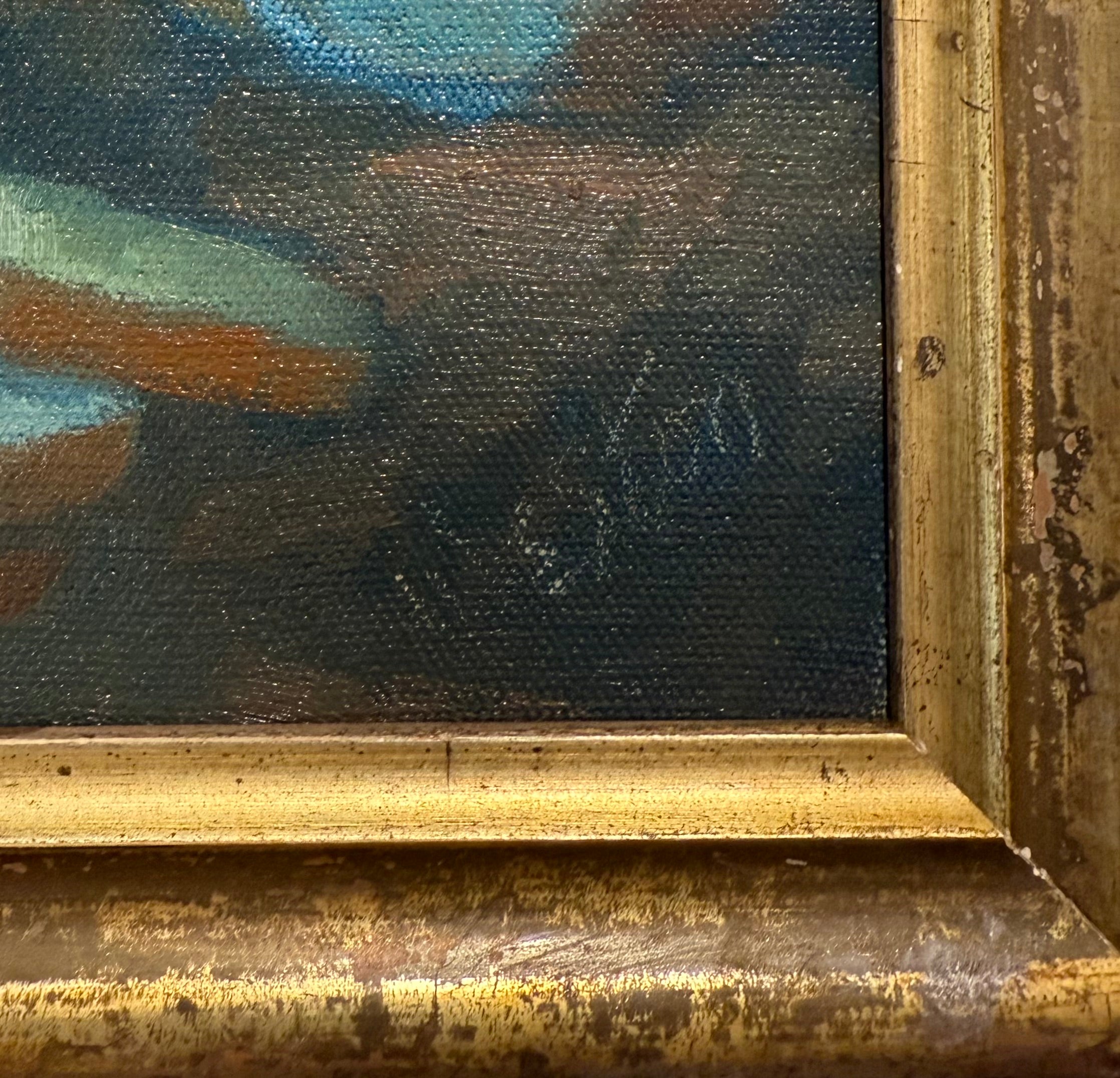 Ethereal Still Life Oil Painting of Blue Onions in 19th Century Gilt Frame