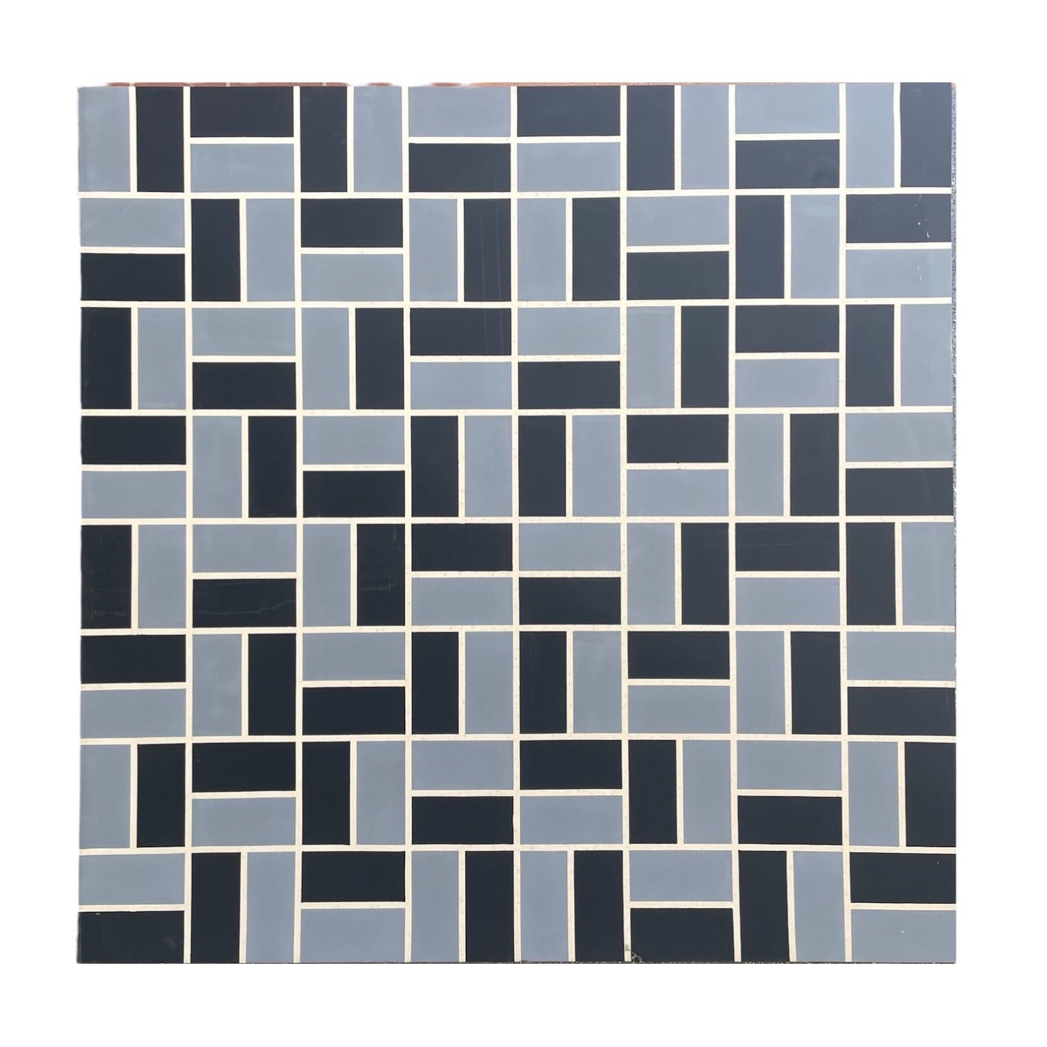 Monumental Graphic Geometrics Painting in Grays and Black
