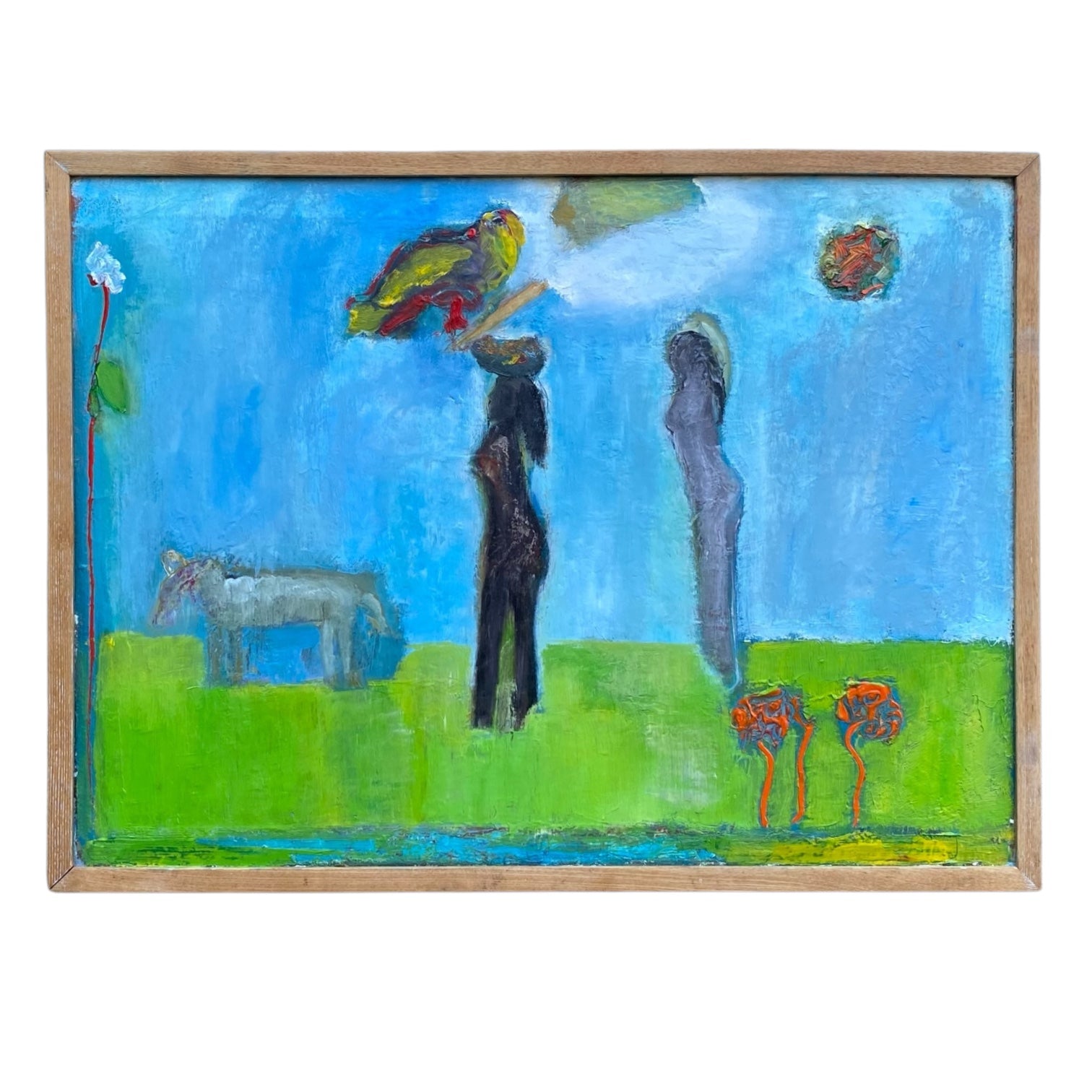 Vintage Scenic Figurative Oil on Canvas