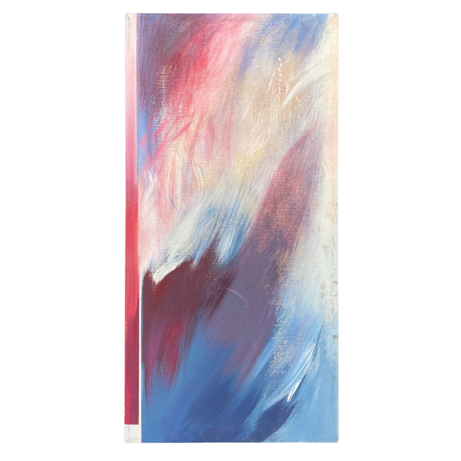 Abstract Gestural Painting in Reds and Blues