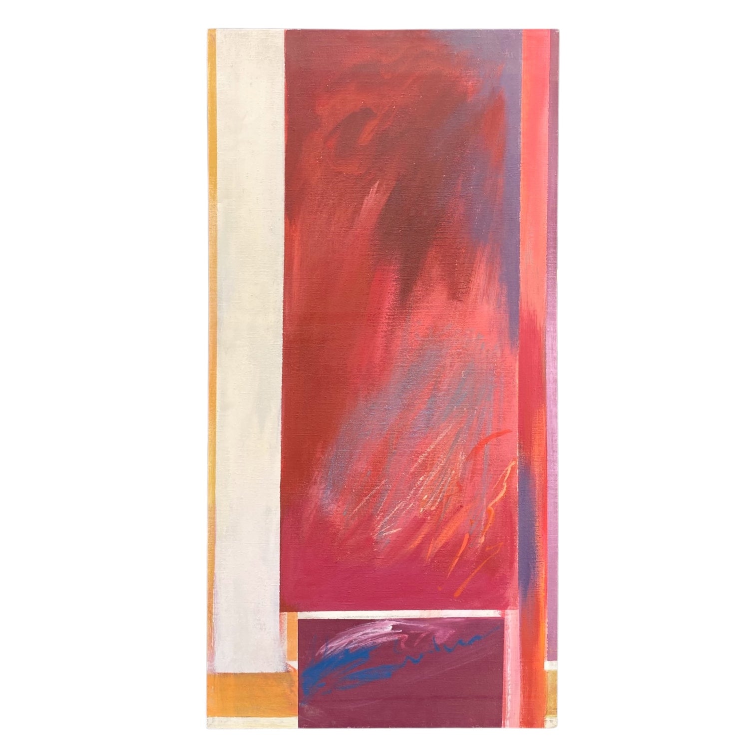 Geometric Painting with Gestural Mark-Making in Reds
