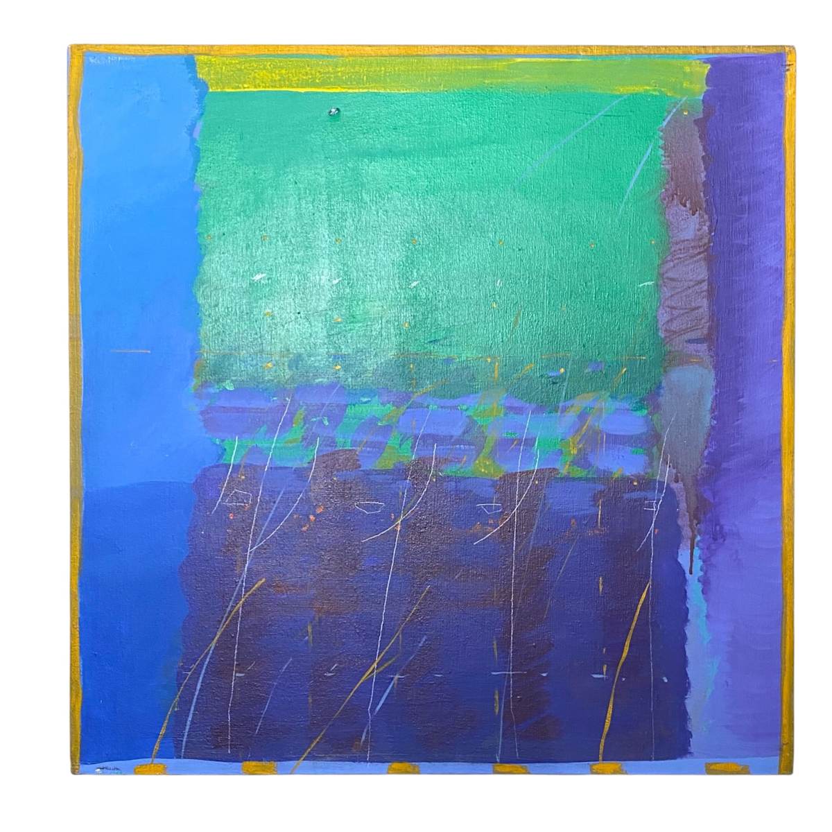 Vibrantly Colorful Painting with Gestural Mark-Making and Colorblocking