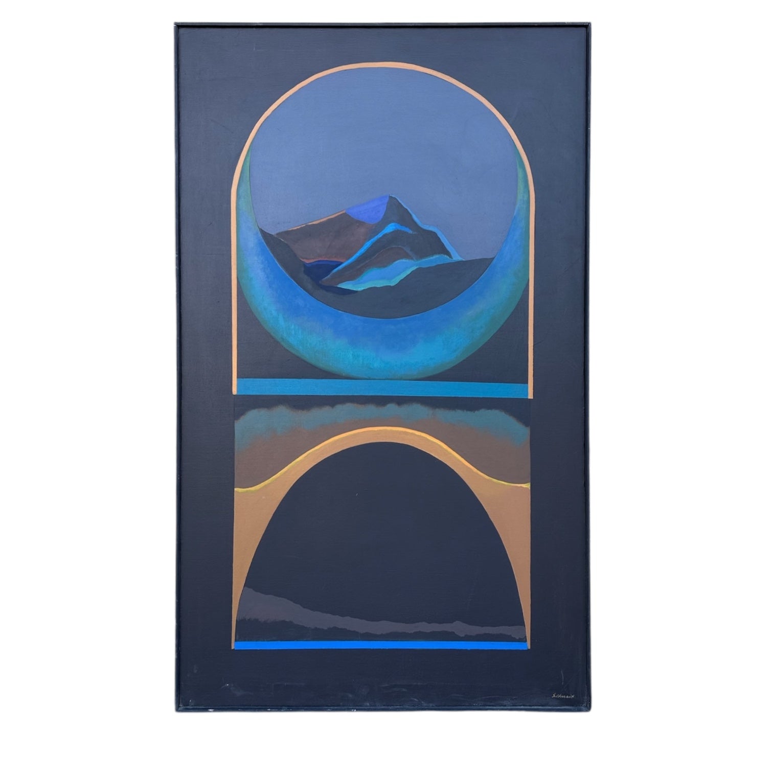 Vertical Landscape with Geometric Motifs