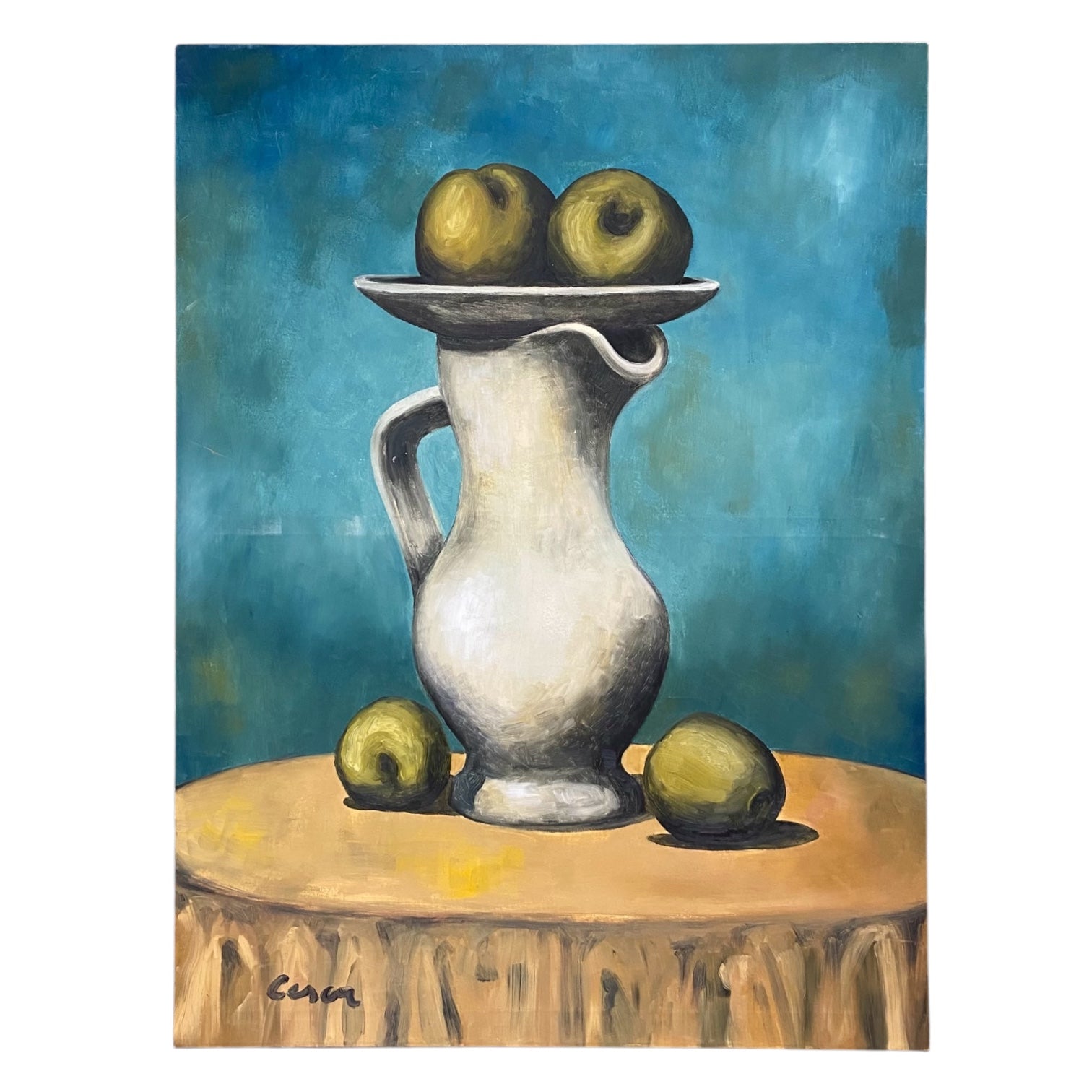 Still Life of Pitcher and Apples Homage to Picasso