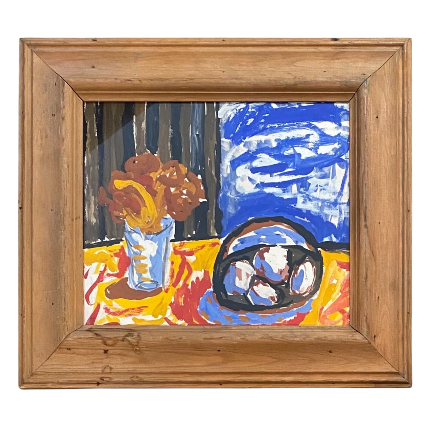 Abstract Gestural Blue and Orange Still Life