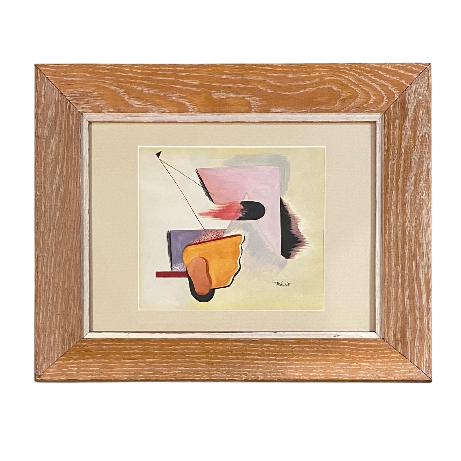 1947 Mixed Media Painting in the Manner of Wassily Kandinsky