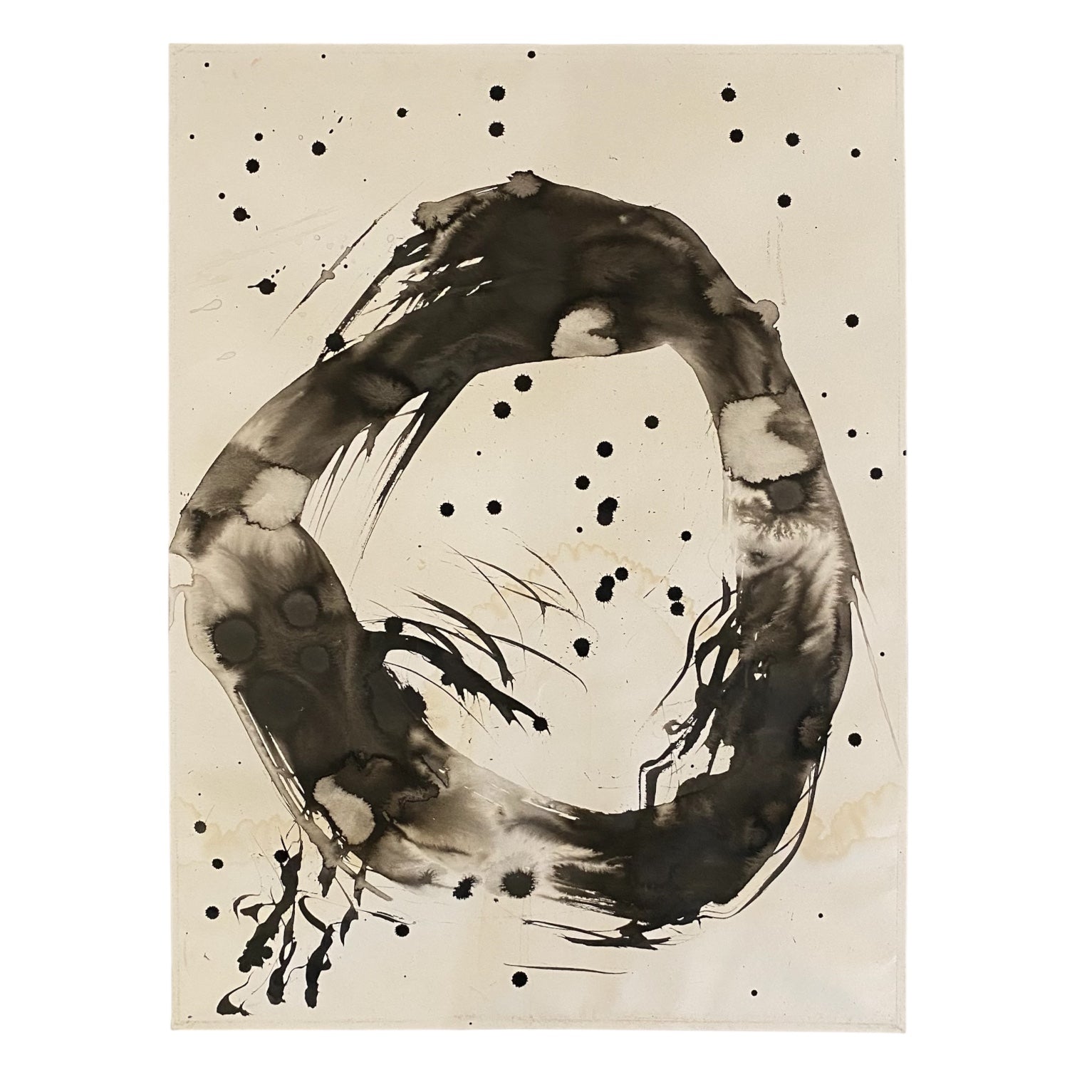 Abstract Expressionist Black and White Gestural Mixed Media Drawing 3