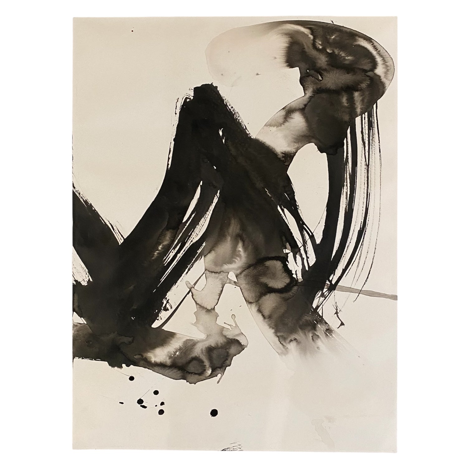 Abstract Expressionist Black and White Gestural Mixed Media Drawing 4