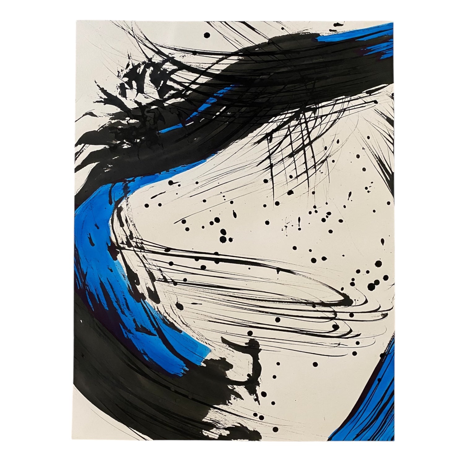Abstract Expressionist Black and White Gestural Mixed Media Drawing 2