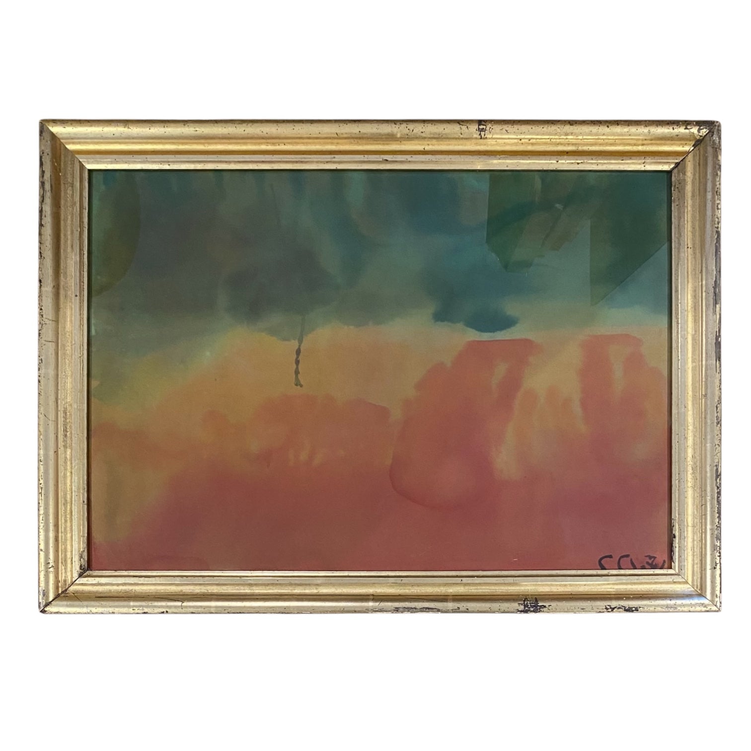 Colorfield Soak-Style Oil Painting in 19th Century Gilt Frame