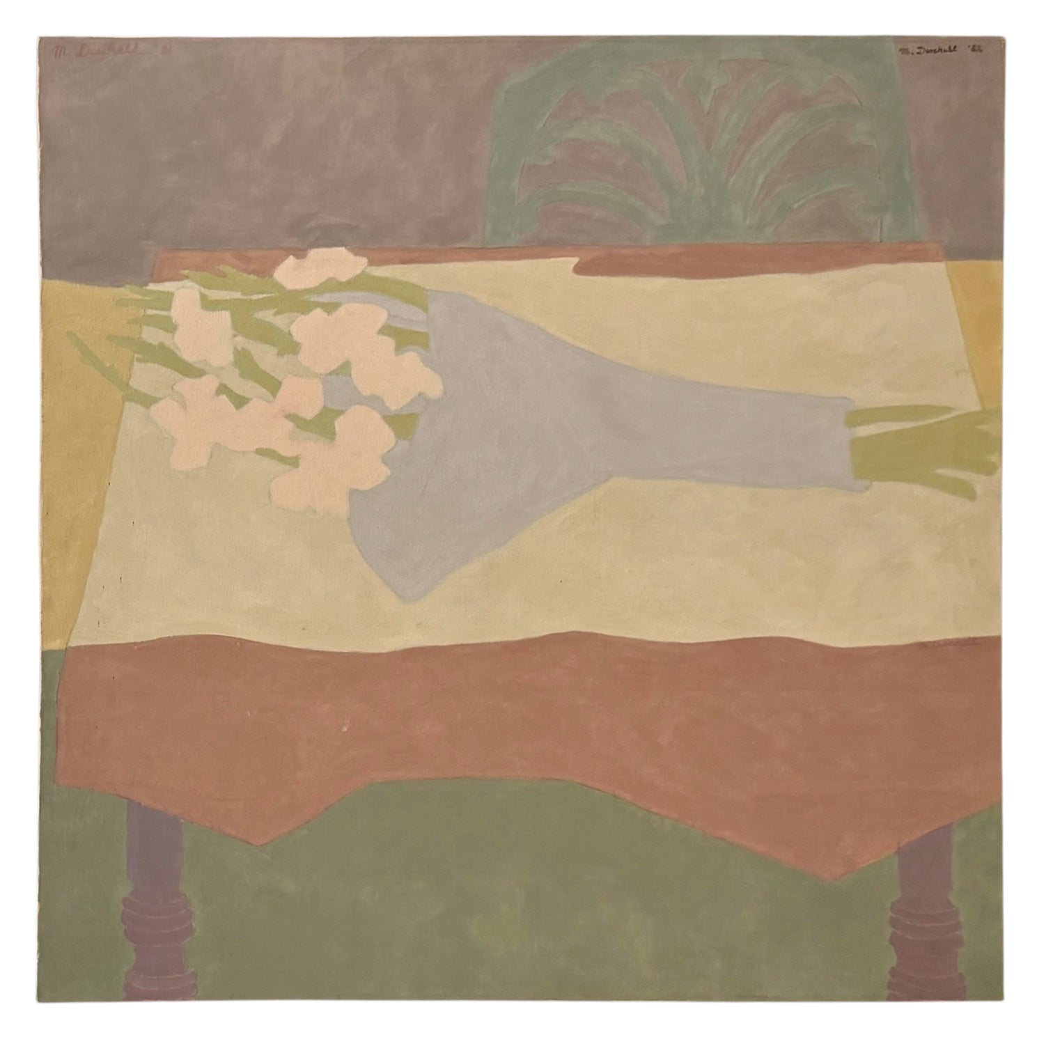 1986 Oil Painting Still Life in Interior in the Manner of Milton Avery