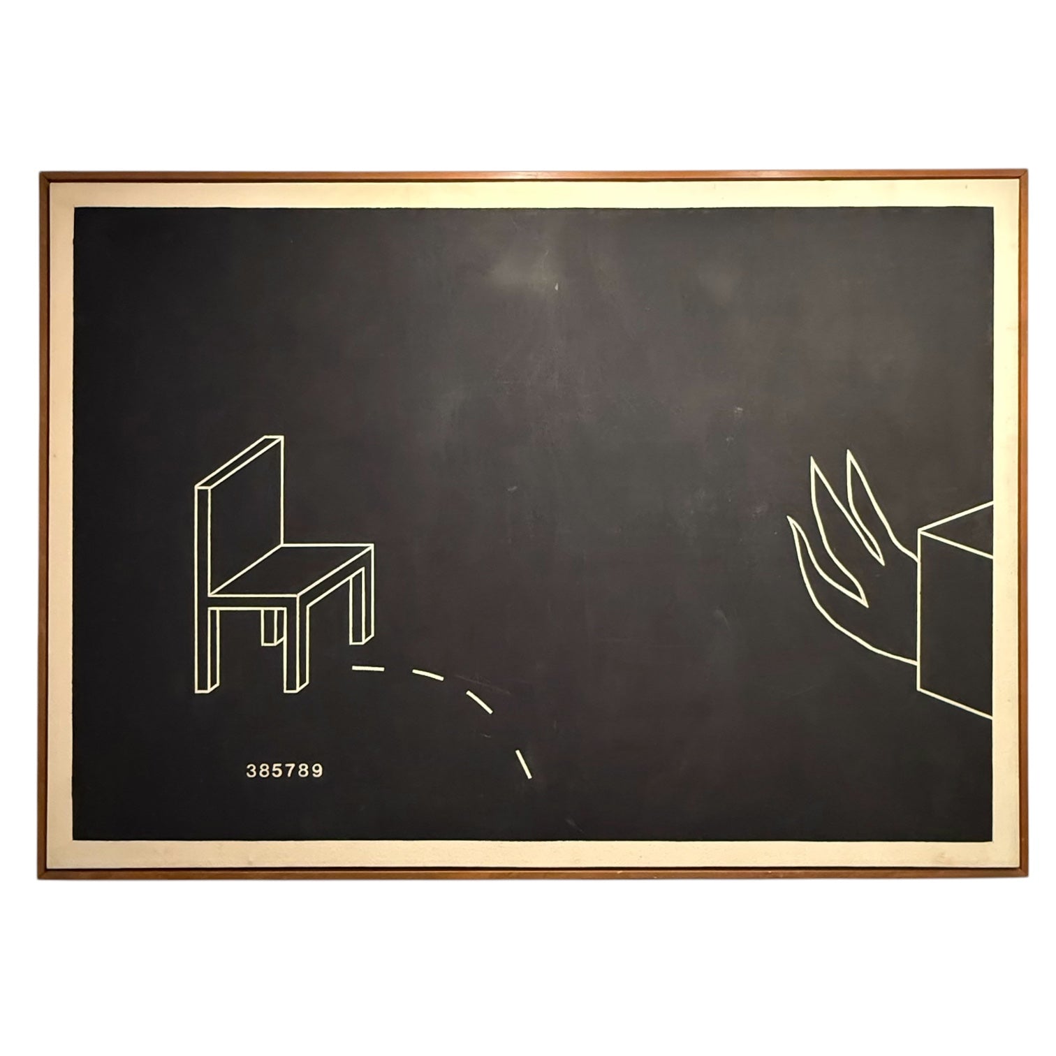 Monumental Dadaism Black and White Oil on Canvas Framed