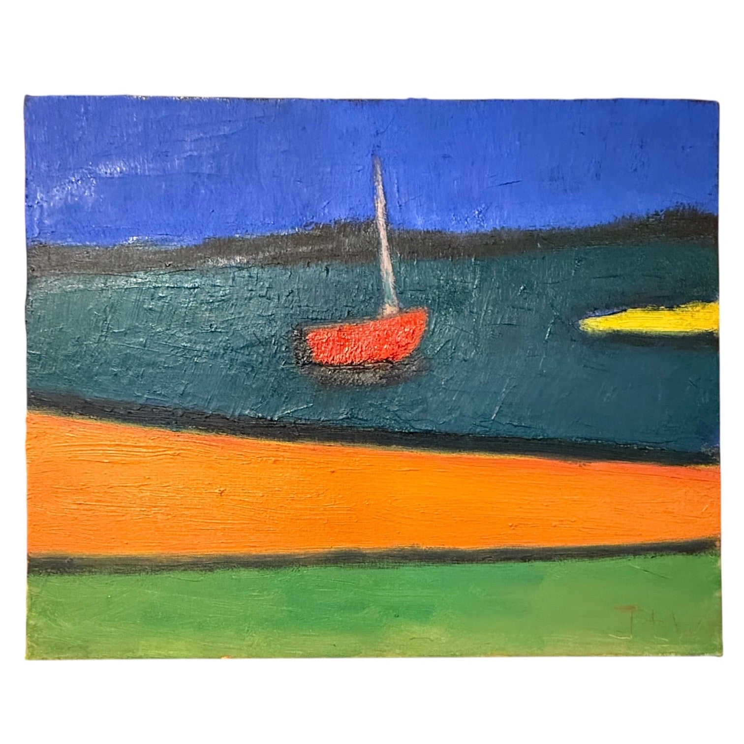 Landscape at Water's Edge with Sailboat
