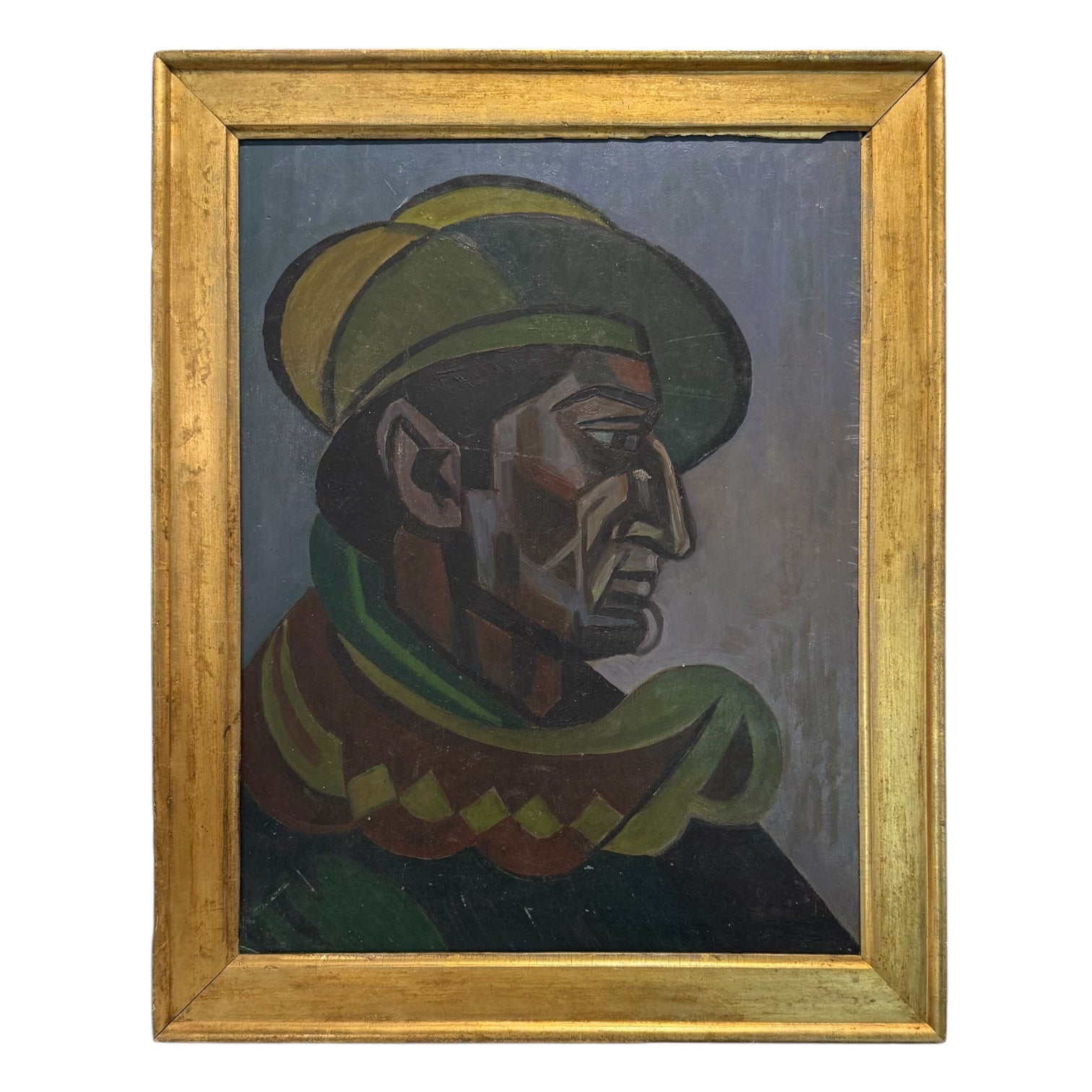 Dark-Hued Oil Portrait in 19th Century Gilt Frame