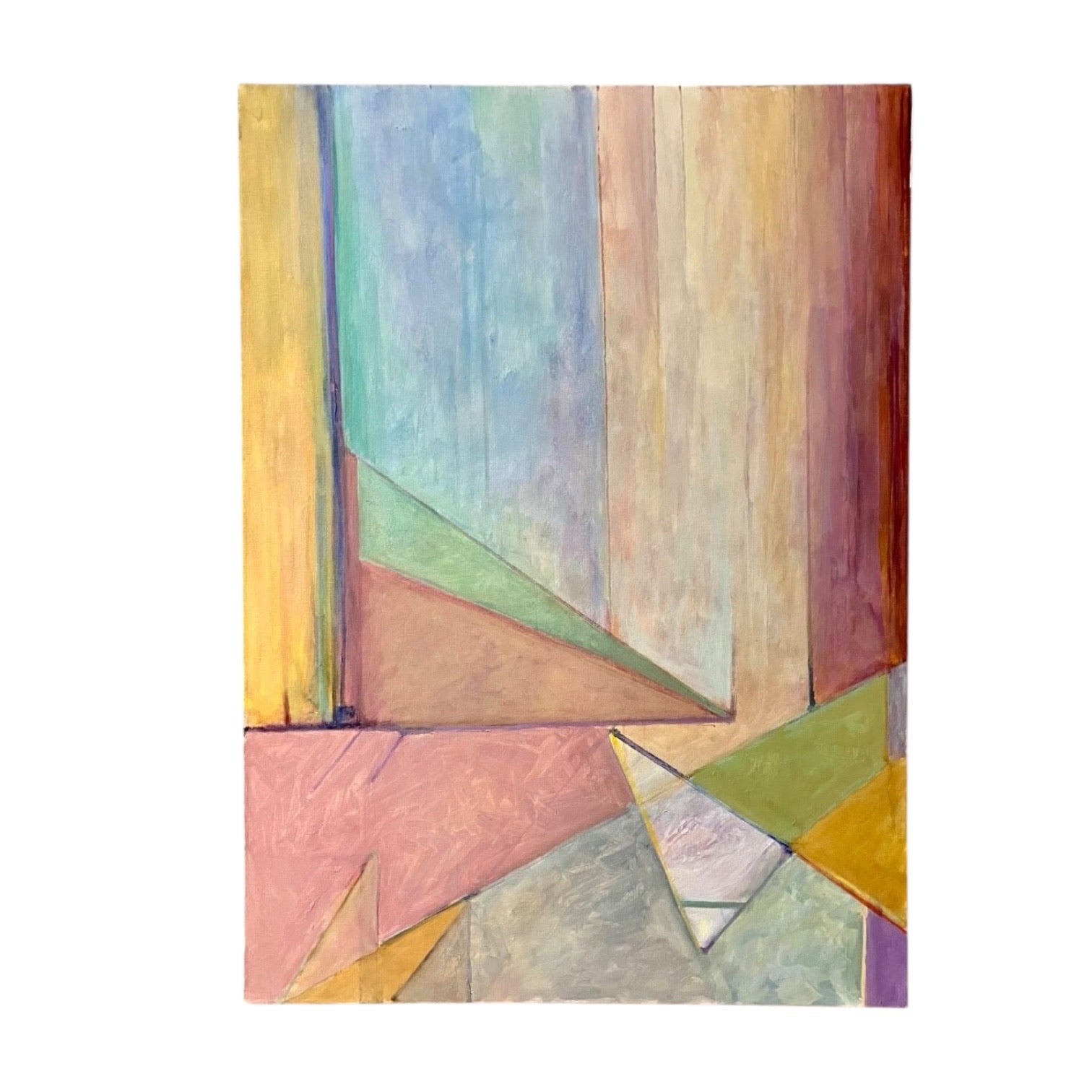Abstract Geometric Oil Painting in Soft Hues